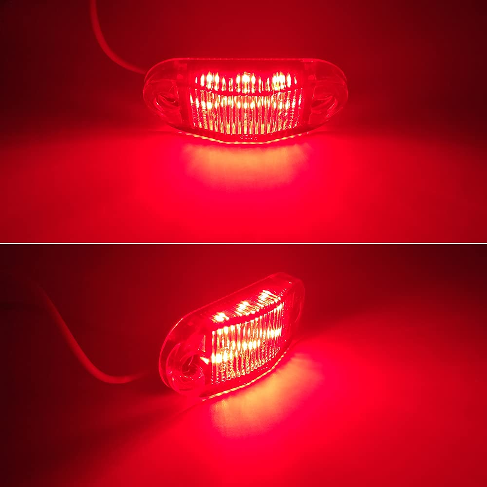 Sidaqi 6PCS LED Trailer Marker Lights - 12-30V High Brightness Red LED Side Marker & Tail Lights for RV, Truck, Camper - Waterproof Clearance Lights for Safe Night Driving & Road Visibility