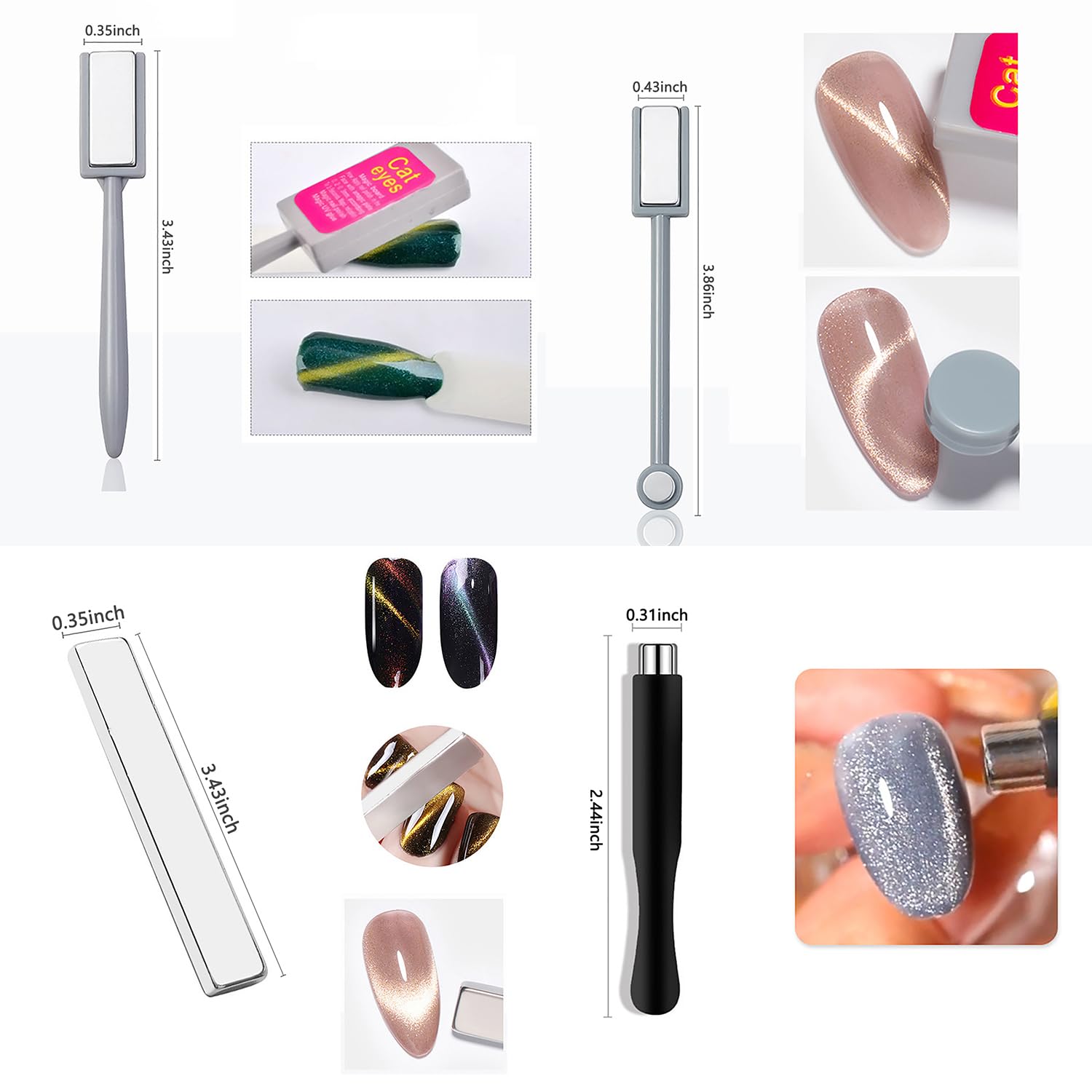 10Pcs Double Head Cat Eye Nail Art Magnet - Strong 3D Magnetic Pen for Gel Polish, Manicure Tools for Stunning Cat Eye Nail Designs | Perfect for Salon, Home Nail Art & DIY Manicures