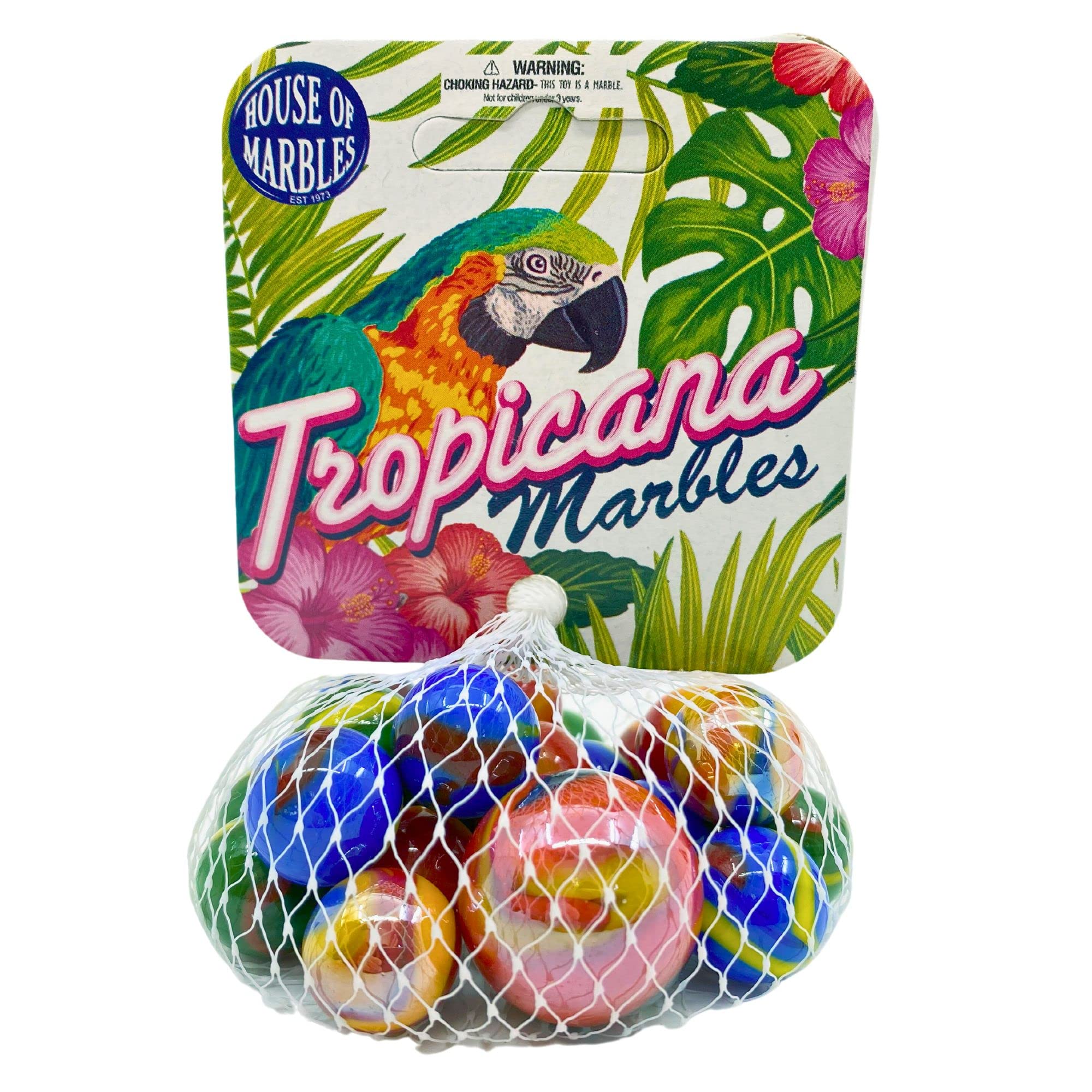 House of Marbles Tropicana Net Bag - 100 Colorful Glass Marbles for Kids Games, DIY Crafts & Home Decor | Perfect for Marble Runs, Sensory Play & Gift Giving
