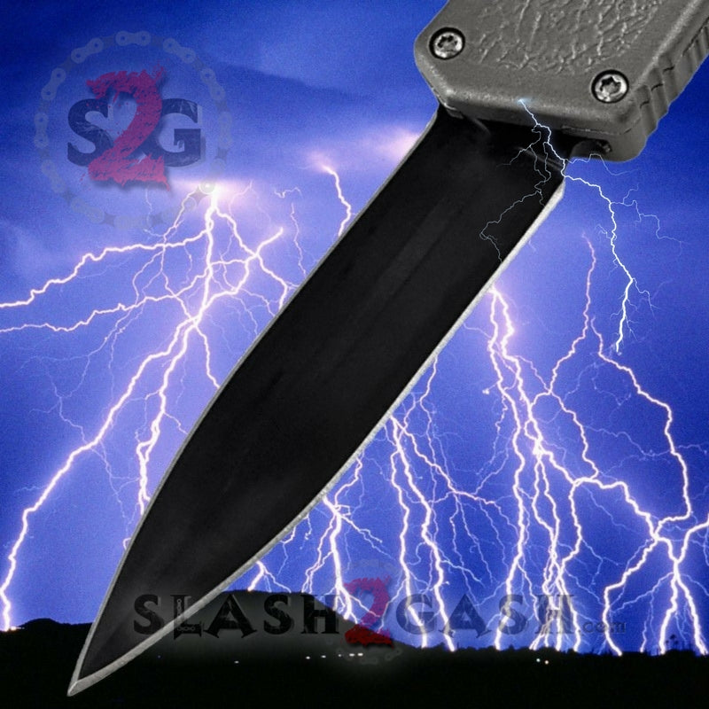 Tactical Automatic Knife - Dual Action OTF Grey Combo Edge for Outdoor, Camping & EDC Use
