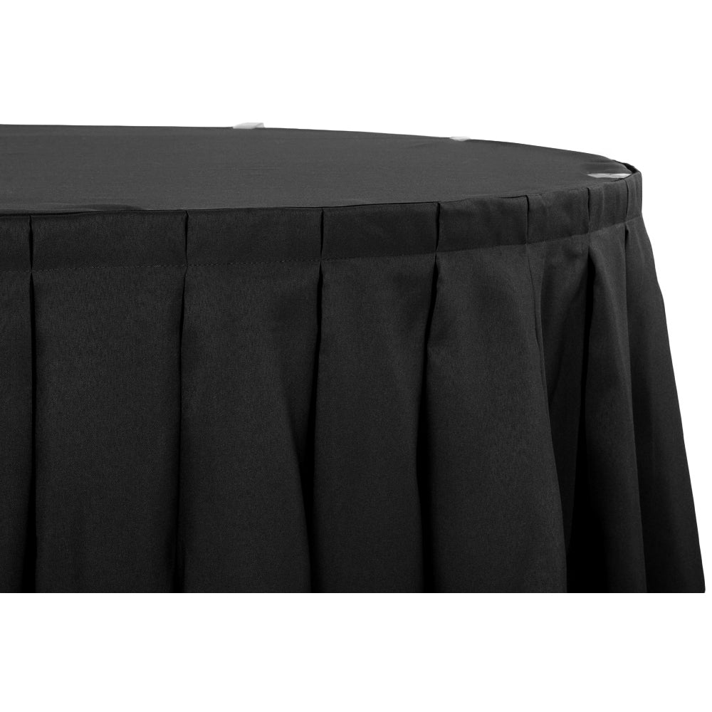 21ft Black Polyester Table Skirt for Banquet, Wedding & Event Decor - Wrinkle-Resistant Table Cover with Elastic Band