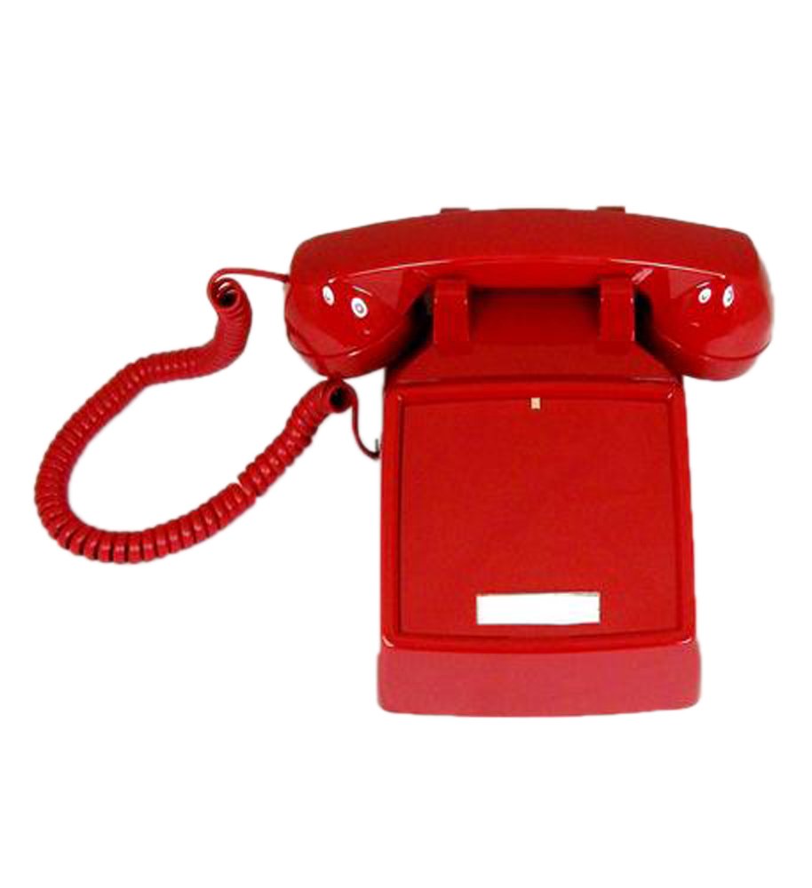 Cortelco 2500NDL-RD Red No Dial Desk Phone - Classic Office Landline Telephone for Home & Business Use