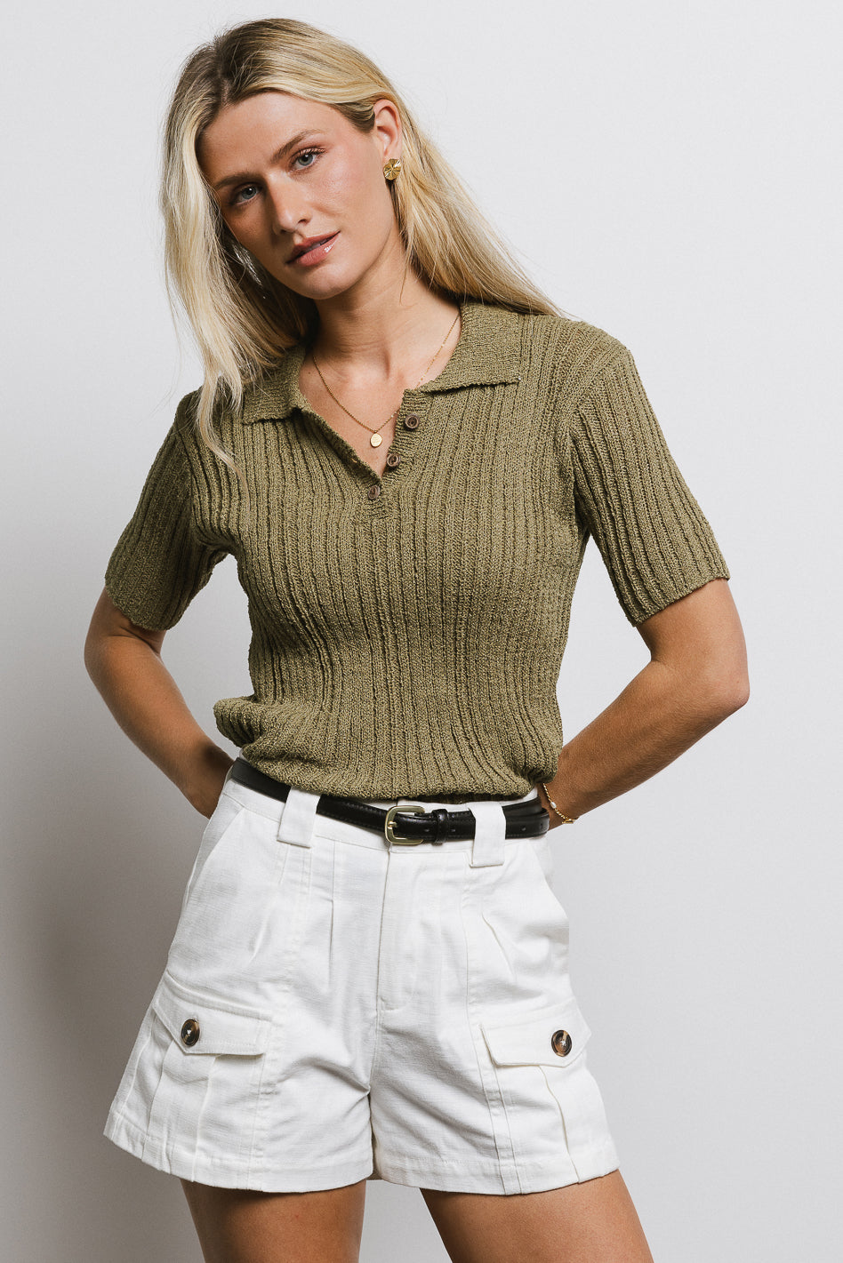 Millie Knit Sweater Top Women's Olive Green Pullover - Cozy Casual Fall Winter Tops for Work, Date Night & Weekend Outfits