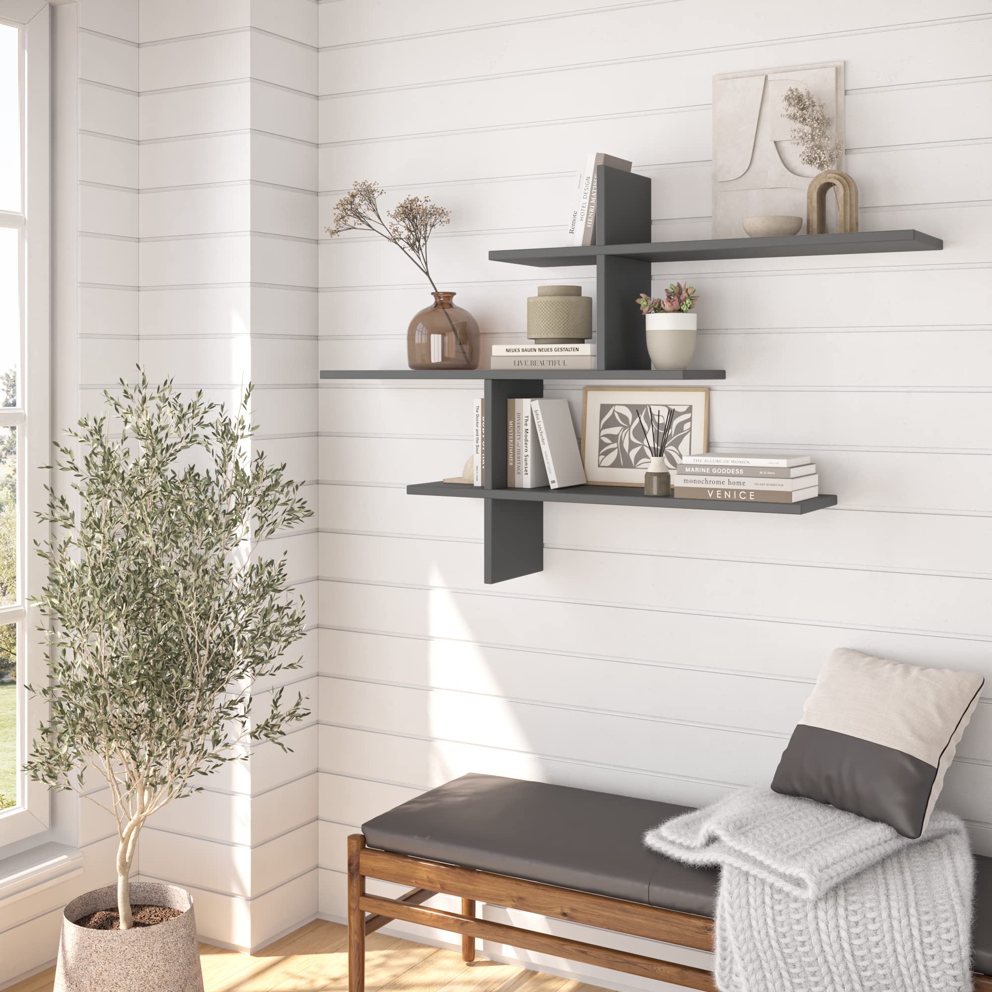 Webster Modern Anthracite Floating Wall Shelf 31.5