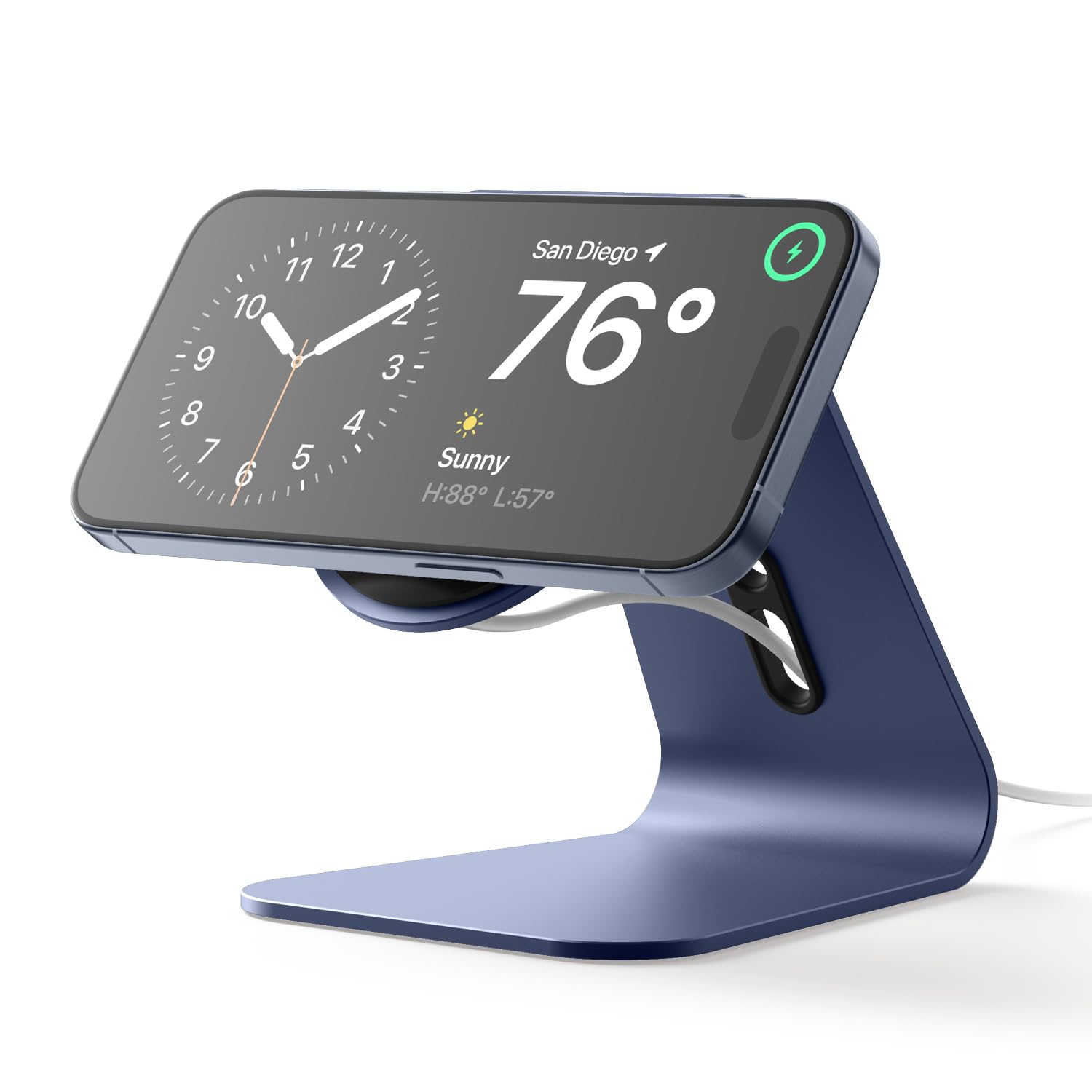 elago MS4 MagSafe Charging Stand for iPhone 16/15/14/13/12 Series - Aluminum Phone Stand with iOS17 Standby Mode Support | Perfect for Bedside, Office Desk & Nightstand Charging (Jean Indigo, Cable Not Included)