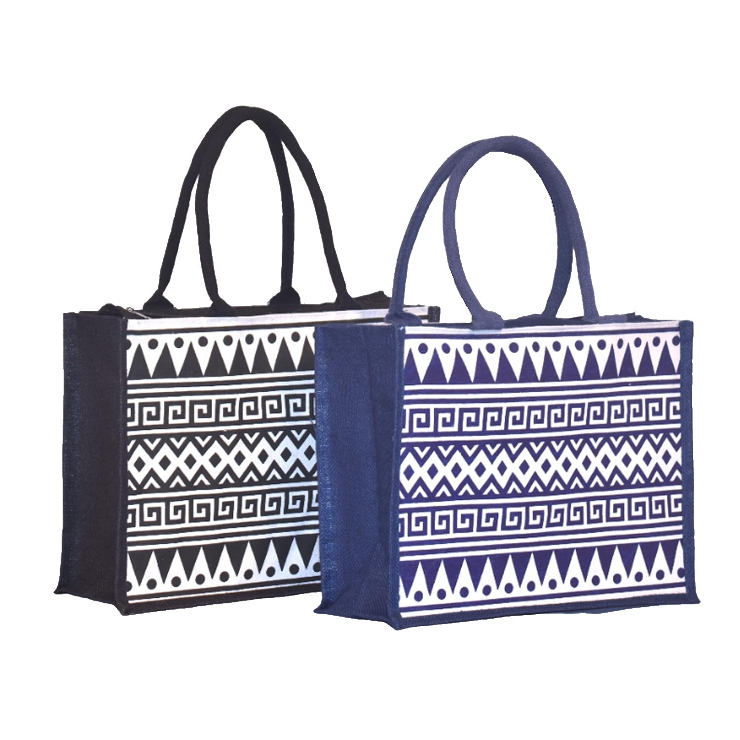 Eco-Friendly Jute Tote Bag with Zipper - Handcrafted Printed Daffodil Design - Durable Reusable Shopping Bag for Men & Women - Perfect for Groceries, Beach Trips & Daily Use