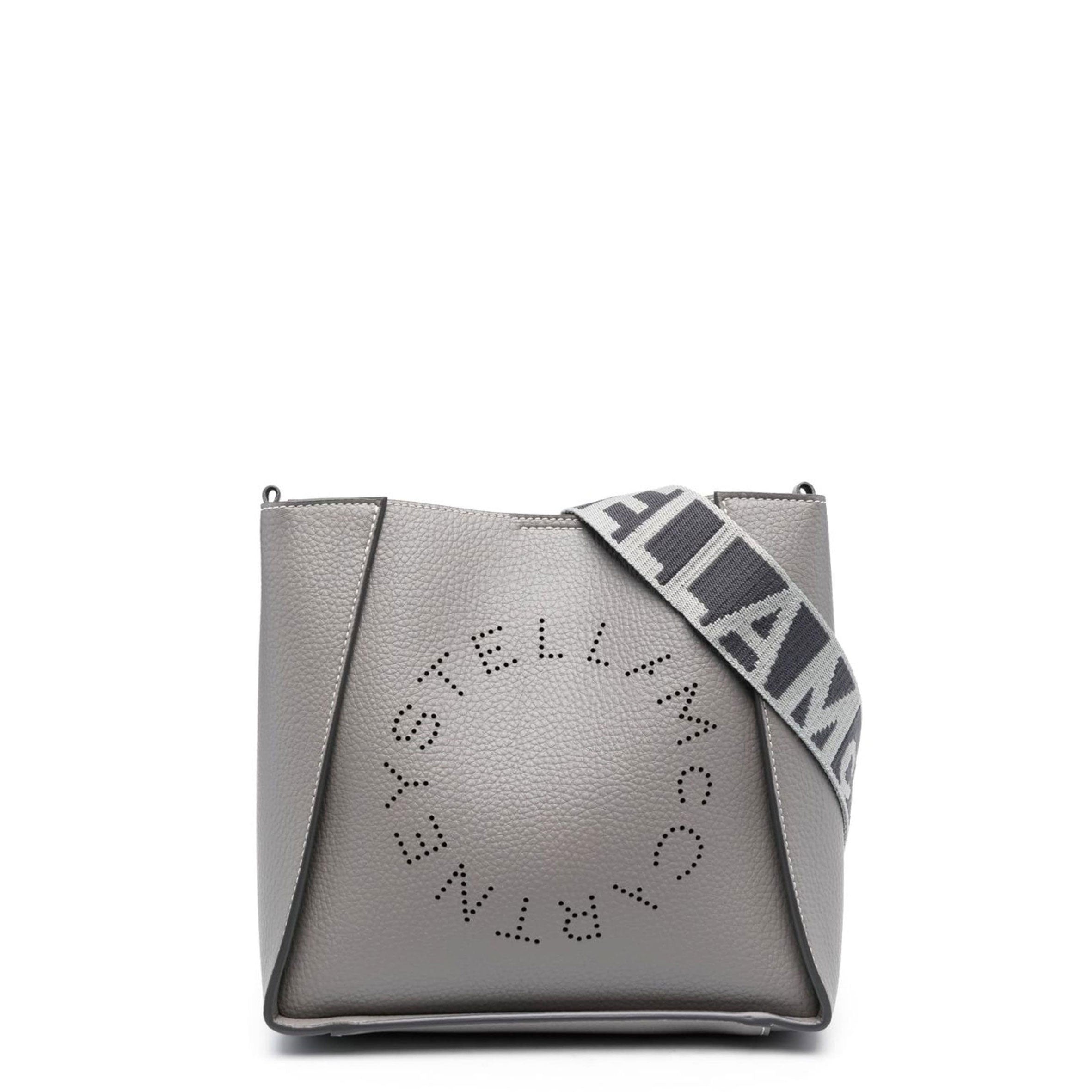 Stella Logo Mini Crossbody Hobo Bag - Grain Perforated Leather in Smoke Color | Perfect for Everyday Use, Travel & Casual Outings