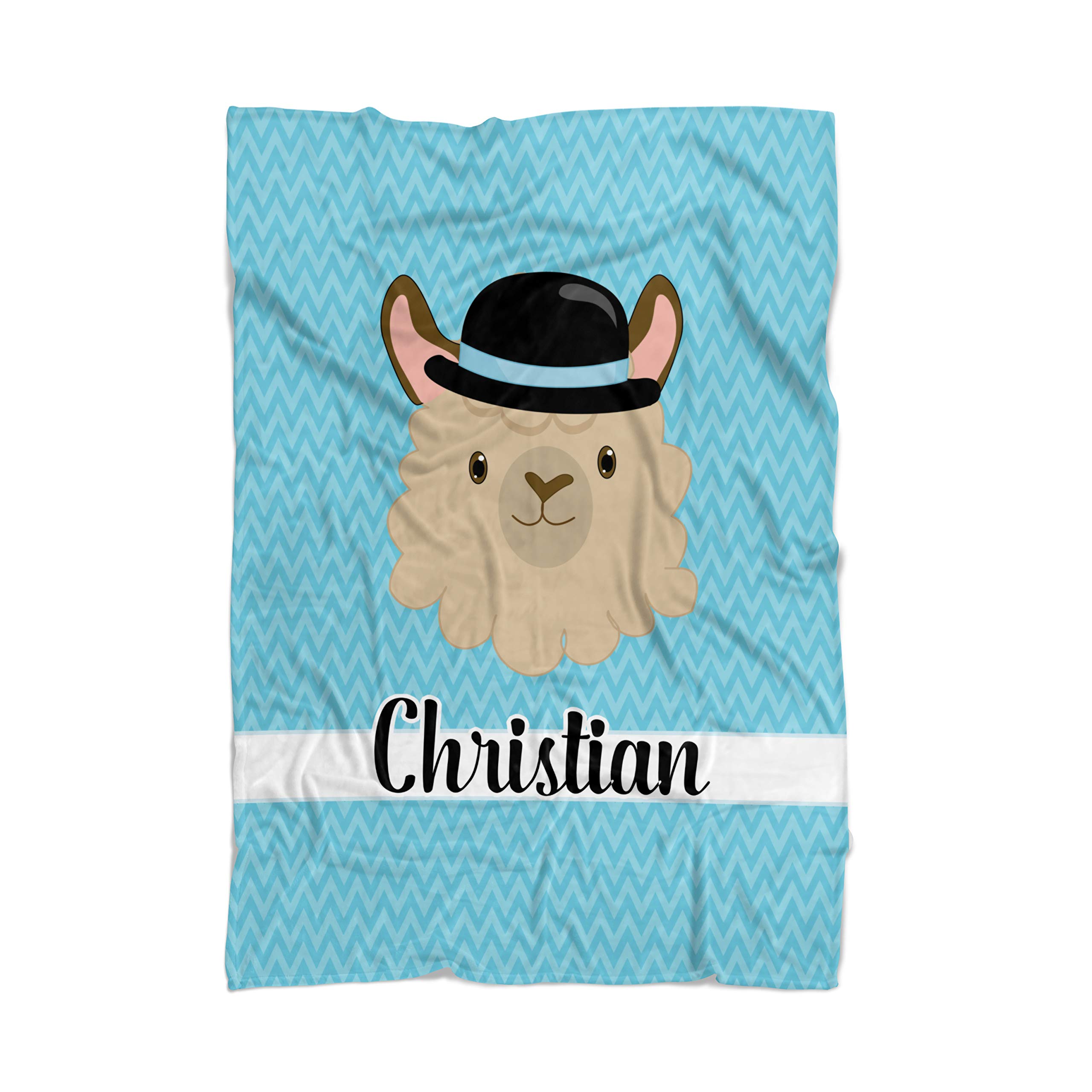 Personalized Llama Throw Blanket - Soft Blue Alpaca Blanket with Custom Name - Cozy Home Decor for Bedroom, Couch & Gift Giving