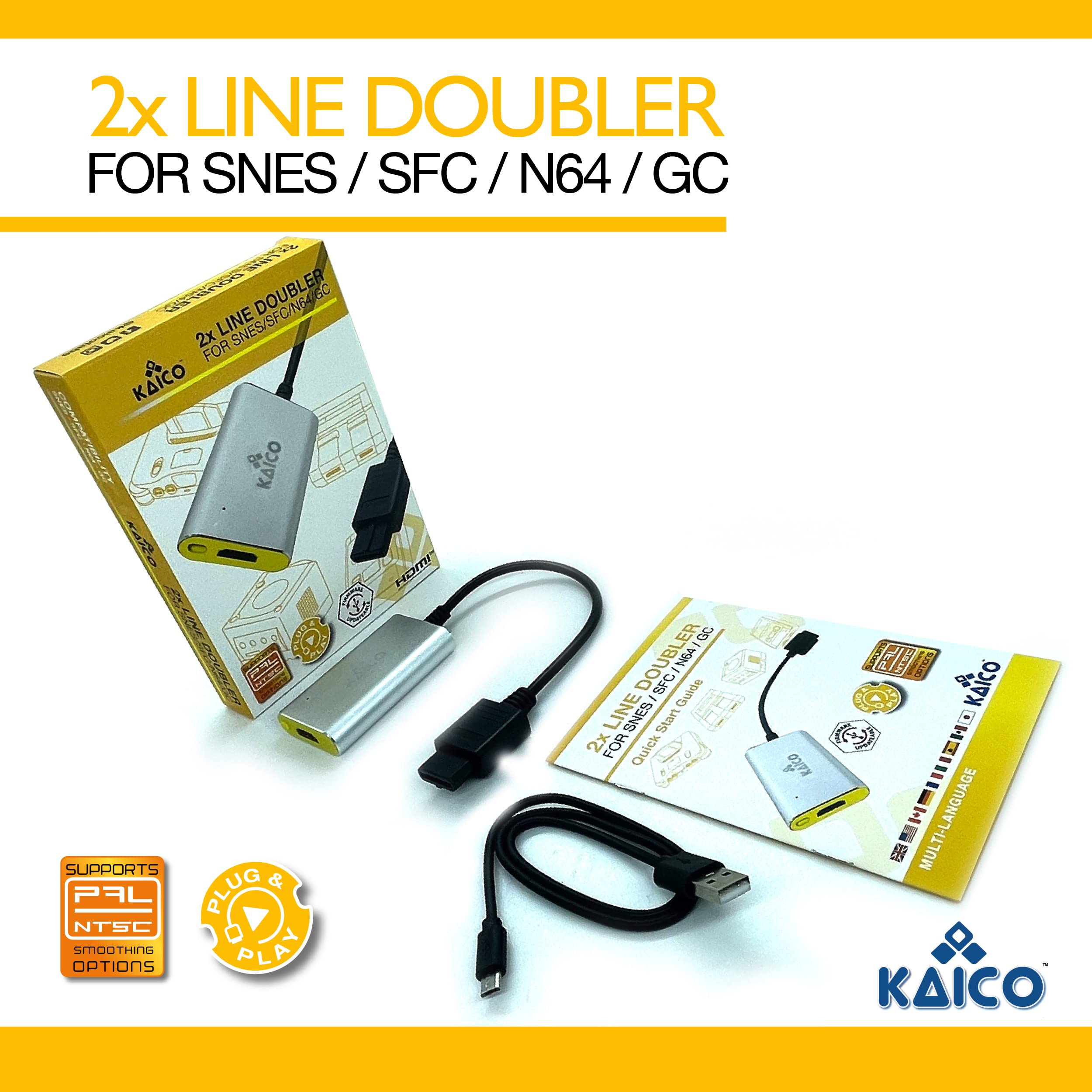 Kaico Nintendo 64 HDMI Adapter - N64 to HDMI Converter for Nintendo 64, Super Nintendo, Super Famicom & Gamecube - 2X Line-Doubling Support - Plug & Play HDMI Adapter for N64, GC & SNES - Perfect for Retro Gaming on Modern TVs