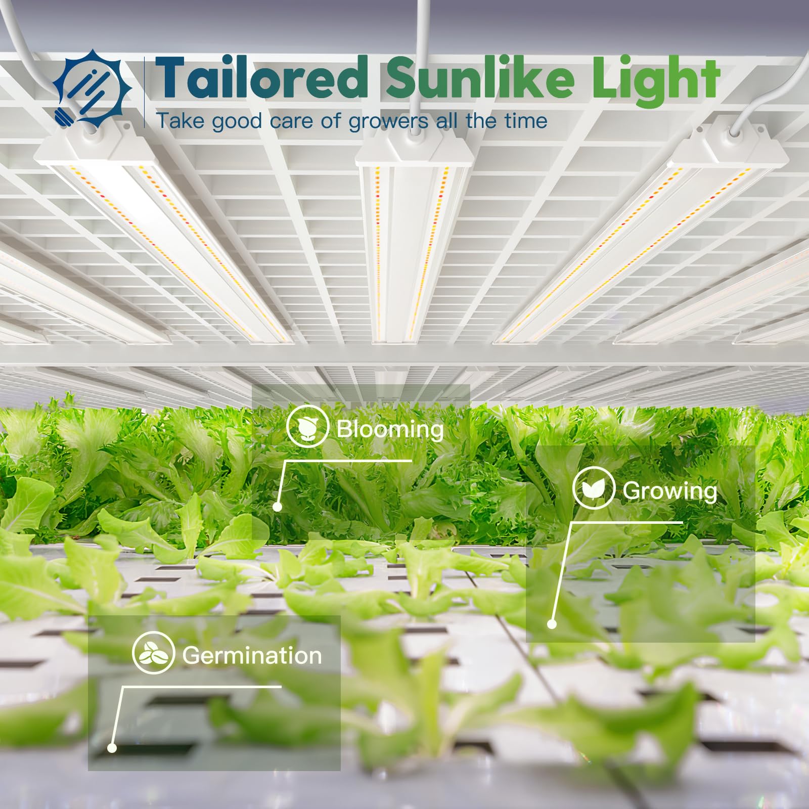 FREELICHT 6 Pack 4ft LED Grow Light, 60W (350W Equivalent) - Full Spectrum Sunlike Plant Light for Hydroponics, Indoor Plants, Succulents, Seedlings, Veg & Flower | Plug-in with On/Off Switch | Perfect for Greenhouses, Grow Tents & Home Gardening