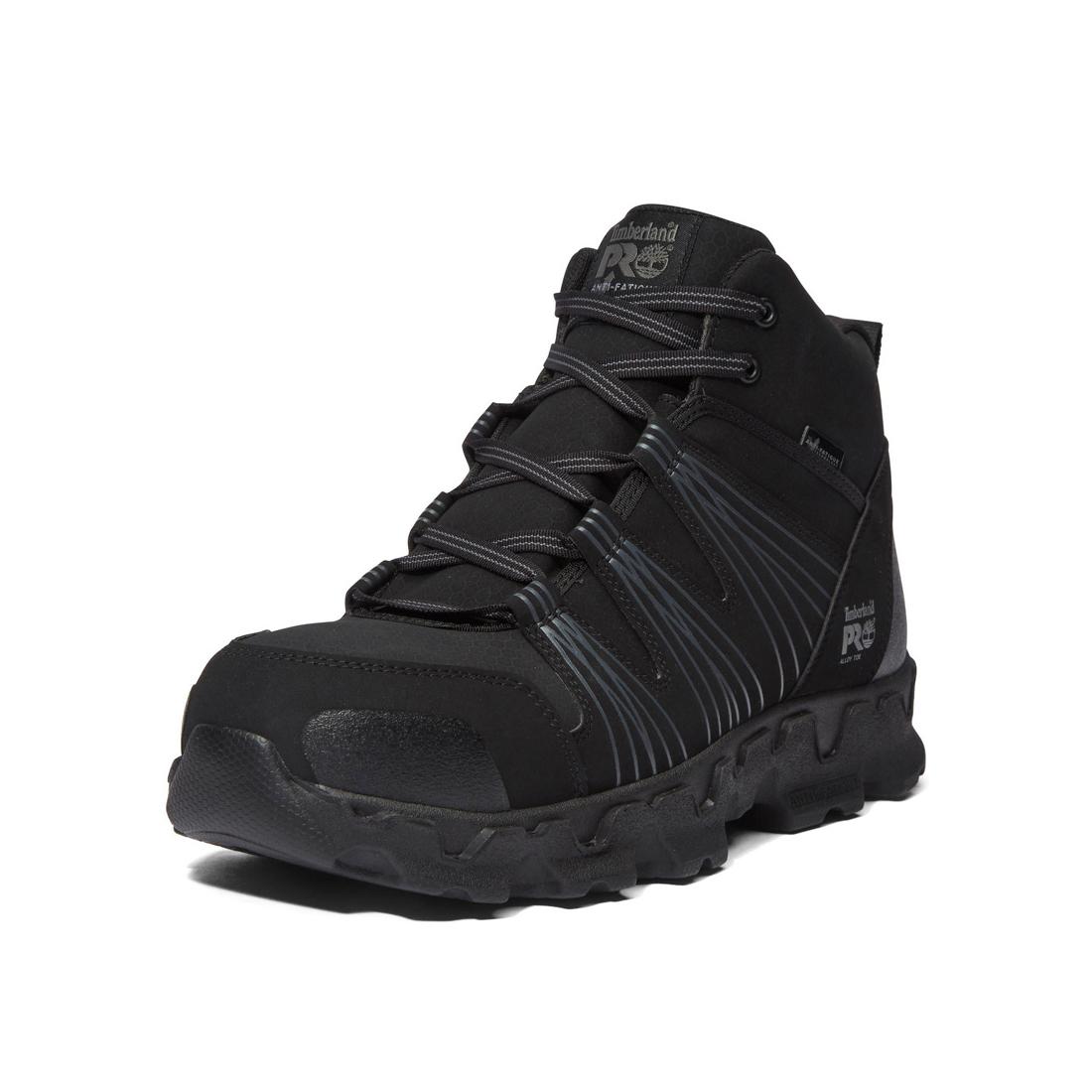 Powertrain Alloy Toe Work Boots for Men - Black Safety Shoes for Construction & Industrial Work - OSHA Compliant Steel Toe Boots for Heavy Duty Jobs