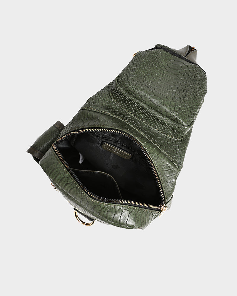 Apollo 1 Tear Drop Crossbody Bag for Women - Olive Green Leather Shoulder Purse - Perfect for Travel, Shopping & Everyday Use