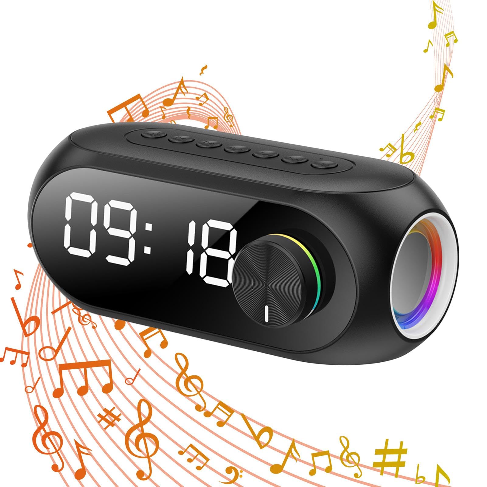 Wireless Alarm Clock with USB Rechargeable Battery, LED Display & Sleep Timer - Portable Digital Clock Radio with Speaker for Bedroom, Office, Travel | White Noise Machine for Better Sleep & Relaxation