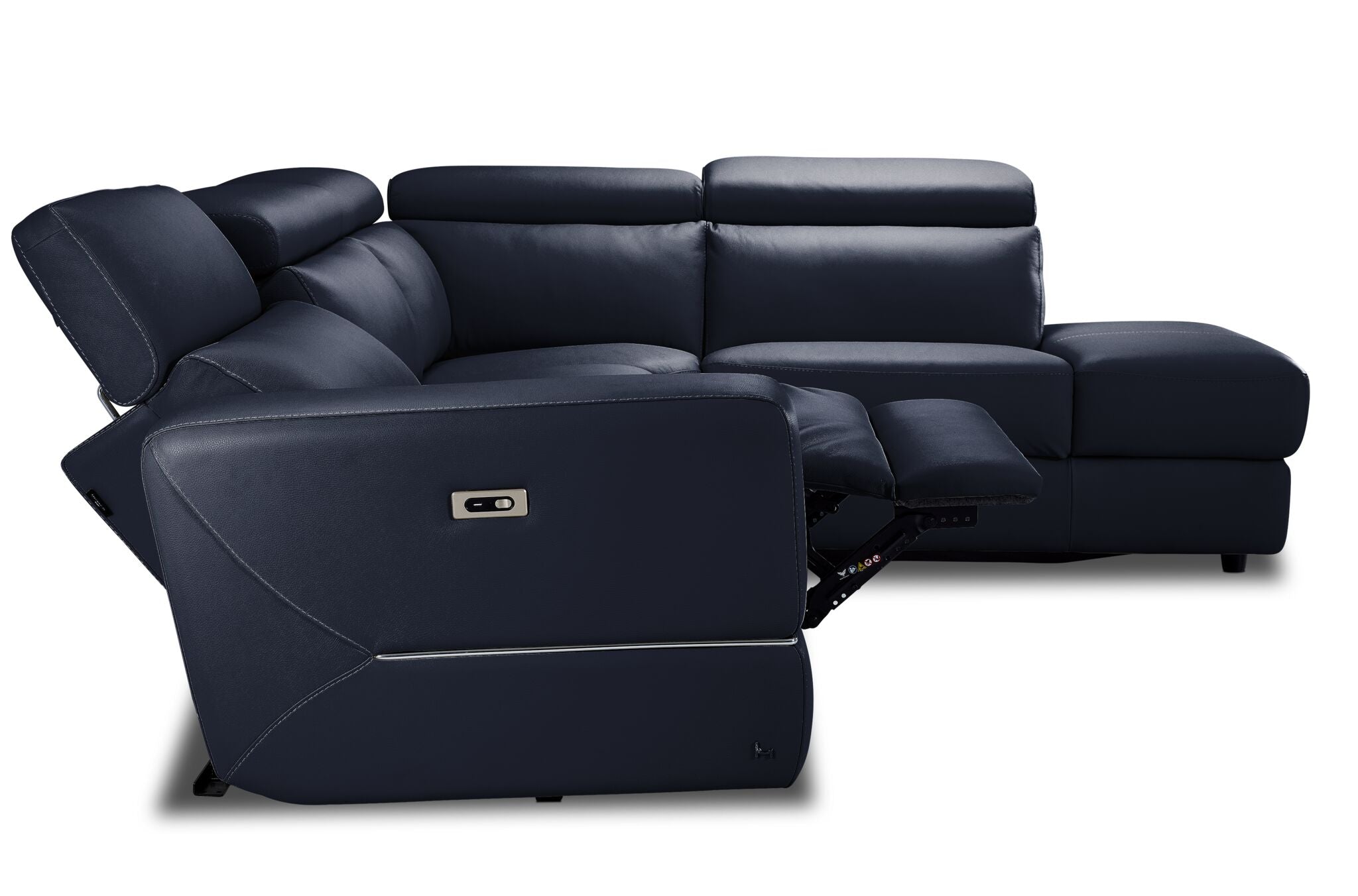 Bianca 3-Piece Power Reclining Sectional Sofa with Right-Facing Chaise in Navy Blue - Perfect for Living Room, Home Theater & Family Gatherings