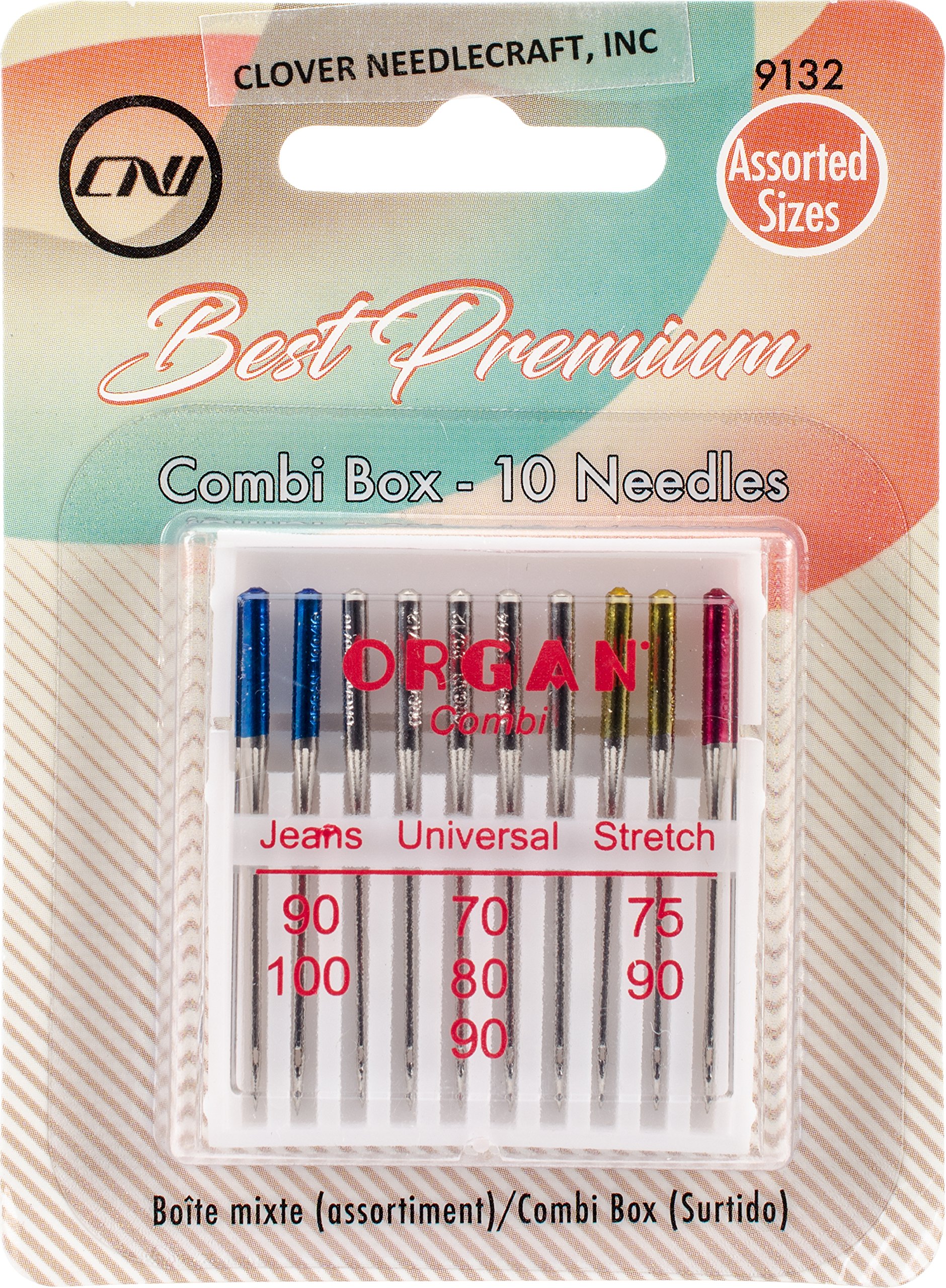 Clover Best Premium Machine Needles Combo Box - 10 Piece Set for Sewing, Quilting & Embroidery | Perfect for Home Tailoring & Craft Projects