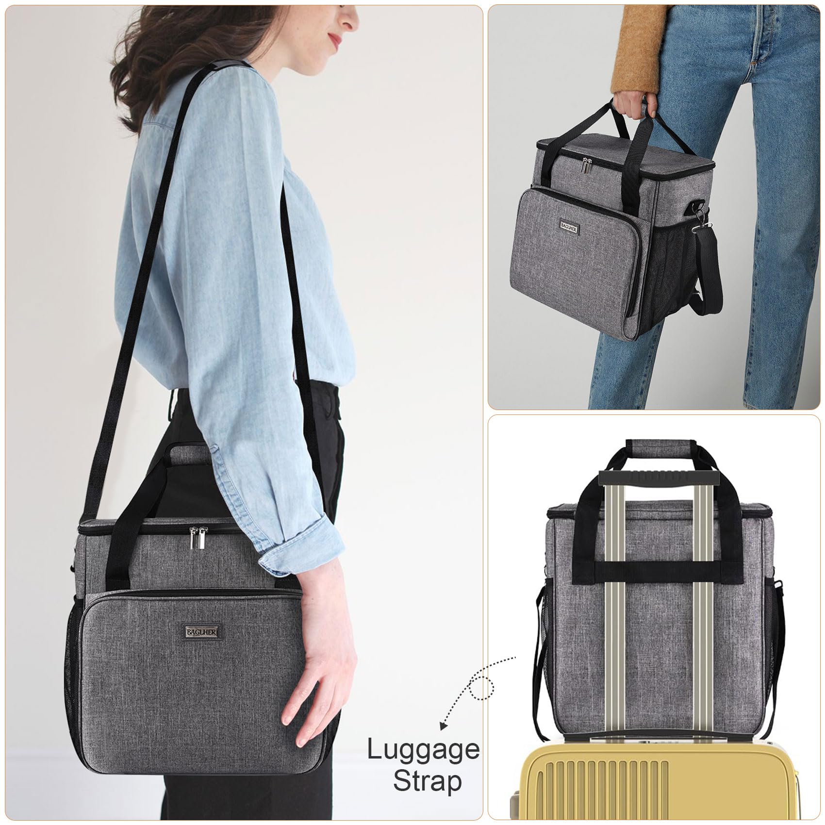 Premium Travel Coffee Maker Bag - Compatible with Keurig K-Classic, K-Elite & K-Compact | Portable Keurig Accessories Case with Adjustable Shoulder Strap | Perfect for Camping, Office & Business Trips (Grey)