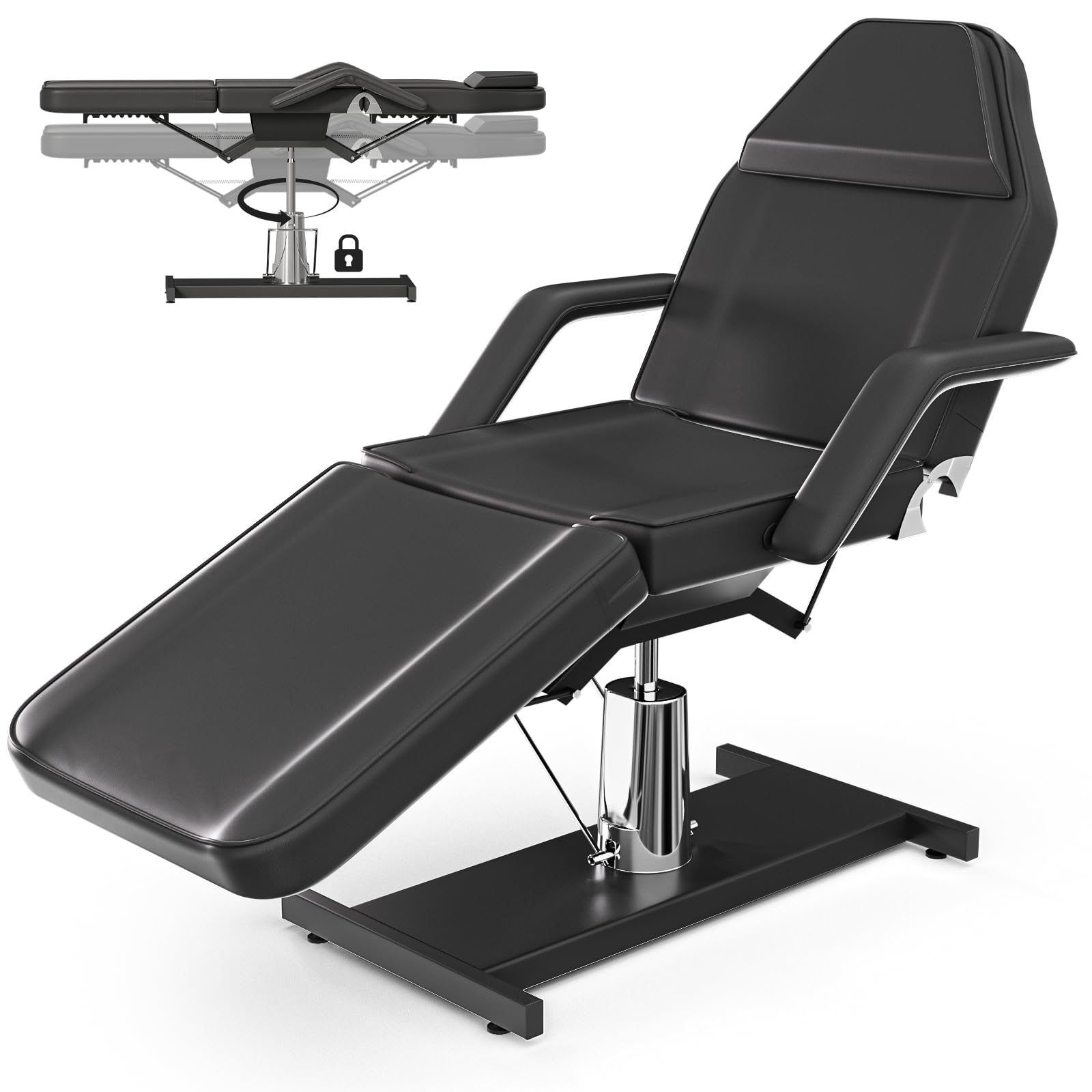 Hydraulic Tattoo Chair Bed - Adjustable Height Spa Bed for Tattoo Artists & Estheticians - Professional Facial Treatment Bed for Salon, Tattoo Studio & Beauty Clinic - Perfect for Tattooing, Facials & Aesthetic Procedures