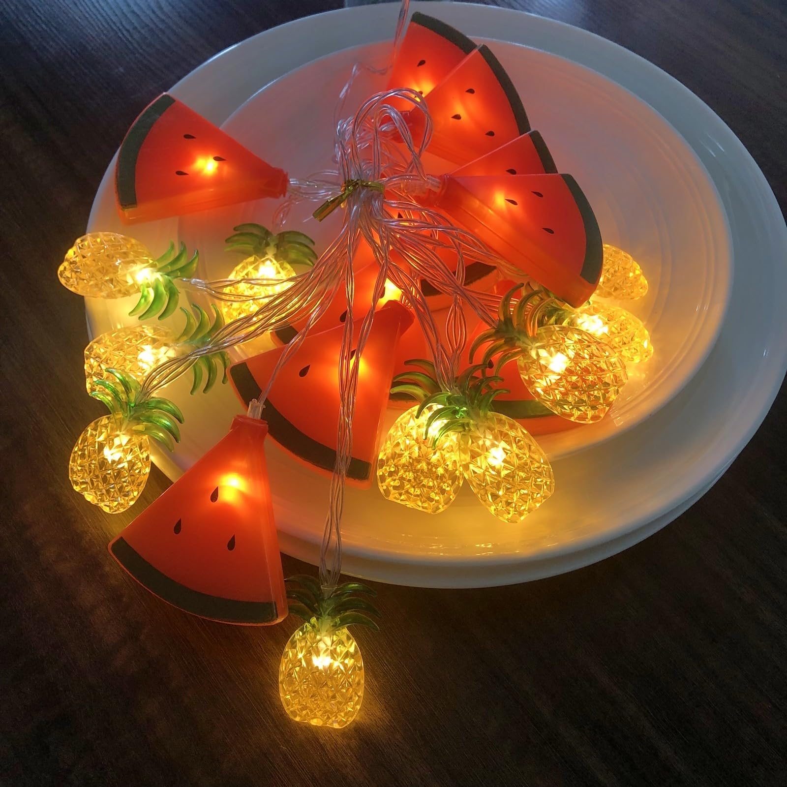 Watermelon Pineapple String Lights - 40 LED Battery Powered Fairy Lights for Wedding, Home, Birthday, Christmas Decor - Indoor & Outdoor Use (19.7ft, Watermelon+Pineapple Design) - Perfect for Patio, Garden, Bedroom, and Party Decorations