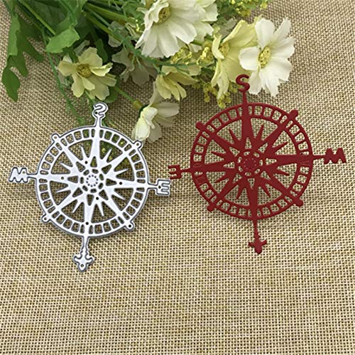 1 Pcs Compass Shape Metal Cutting Dies for DIY Scrapbooking, Card Making, and Paper Craft - 9.5cm x 8.2cm - Perfect for Photo Albums, Greeting Cards, and Home Decor Projects