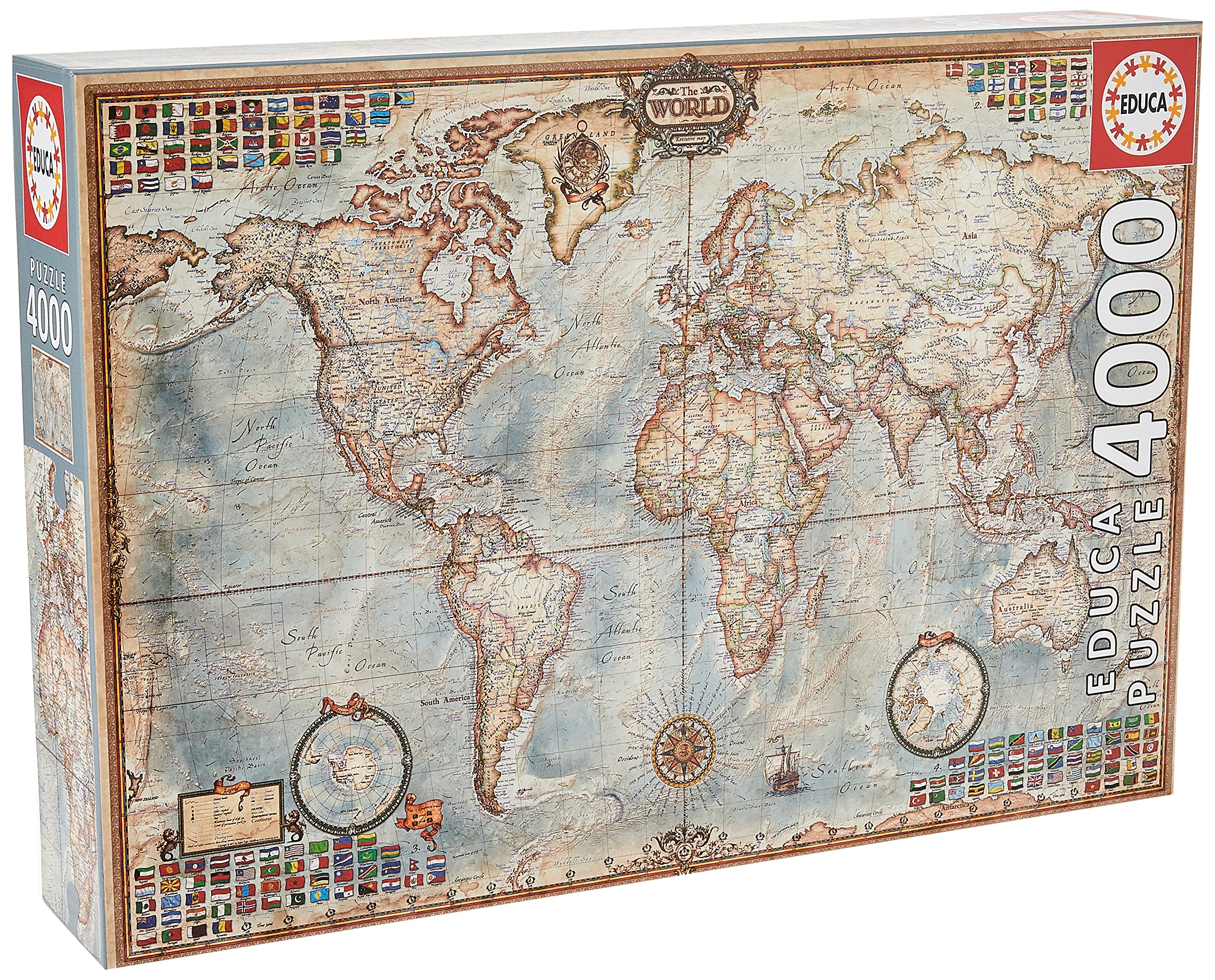4,000 Piece Jigsaw Puzzle - World Map Educational Toy for Adults & Kids, Perfect for Family Game Night & Home Decor
