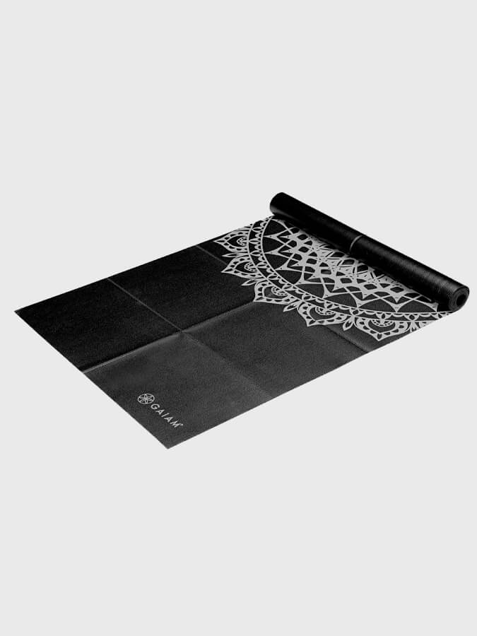 Gaiam 2mm Foldable Travel Yoga Mat - Lightweight Non-Slip Exercise Mat for Home, Gym & Outdoor Workouts - Perfect for Yoga, Pilates, Camping & Travel