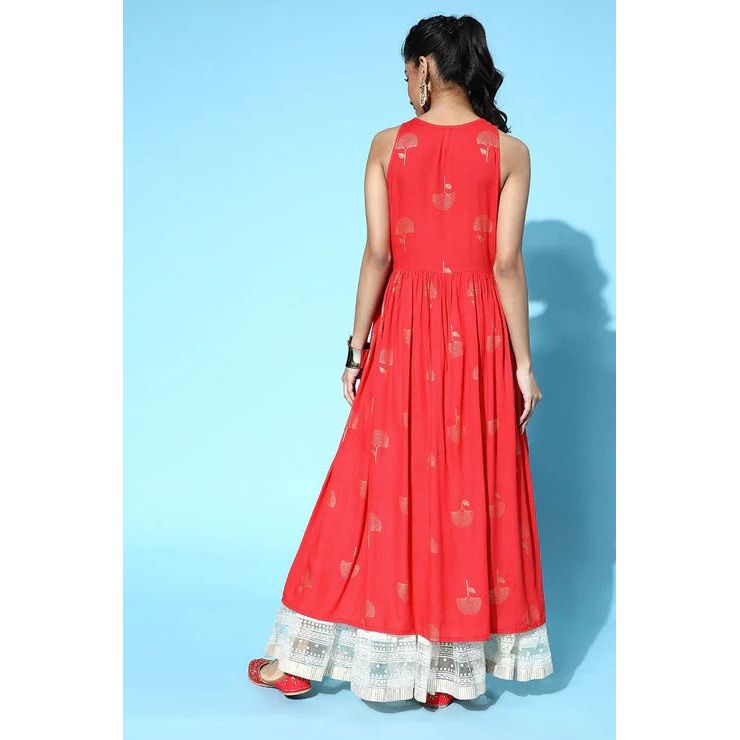 Stylish Red Cotton Ethnic Motifs Kurta for Women | Traditional Indian Embroidered Tunic Top | Perfect for Festivals, Weddings & Casual Wear