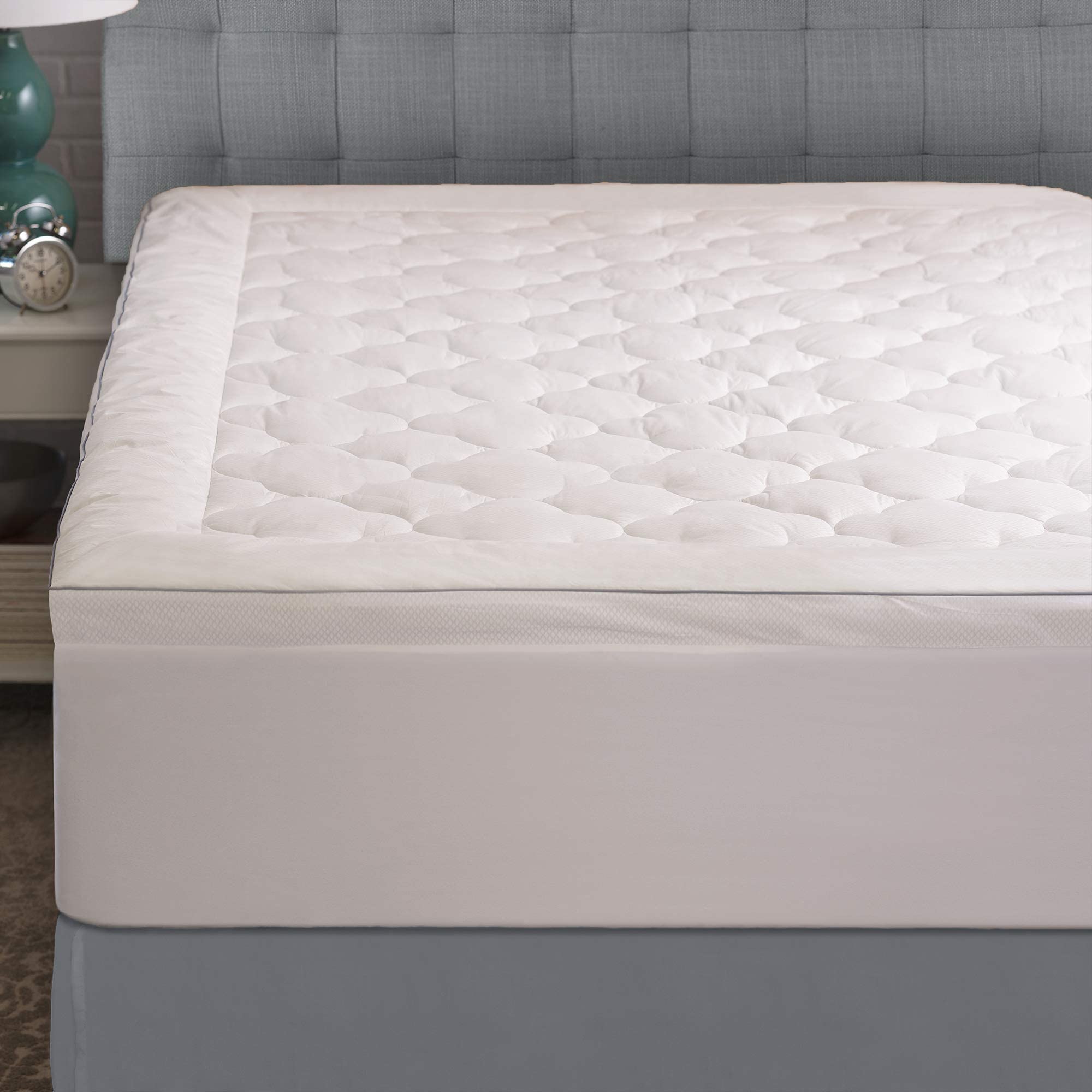 Allied Home Cooling Mattress Topper - 250 Thread Count 100% Cotton Mattress Cover, Thick Down Alternative Mattress Pad - California King Size (72