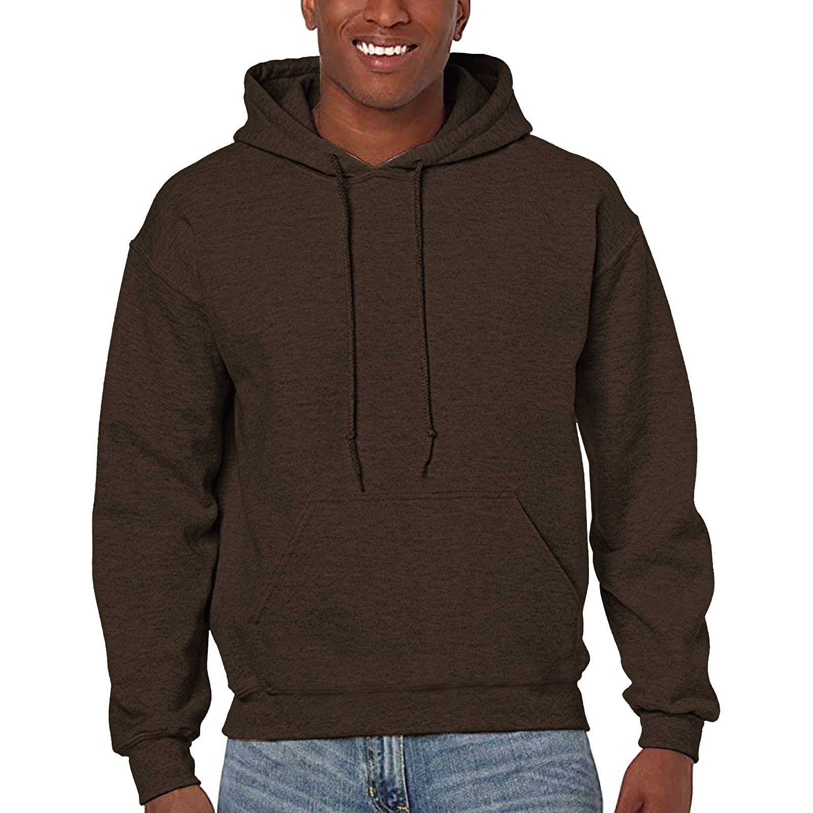 Men's Slim-Fit Hooded Sweatshirt - Solid Color Long Sleeve Pullover with Drawstring for Streetwear | Perfect for Summer Outfits, Casual Wear & Gym Sessions