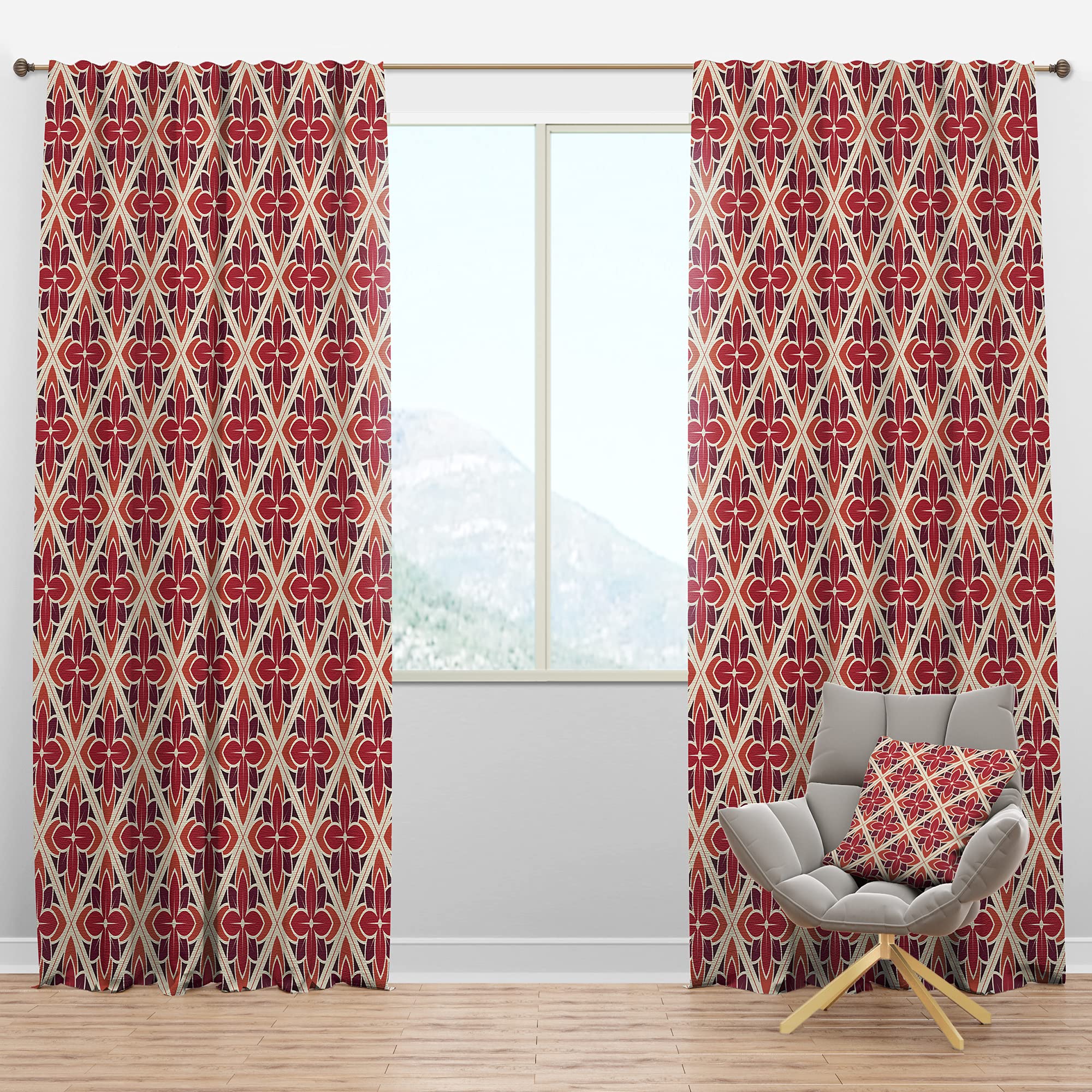 DesignQ Blackout Curtains - Thermal Insulated Retro Floral Pattern VI - Single Panel 52x63 Inches - Perfect for Bedroom & Living Room - Blocks Light & Noise for Better Sleep & Privacy