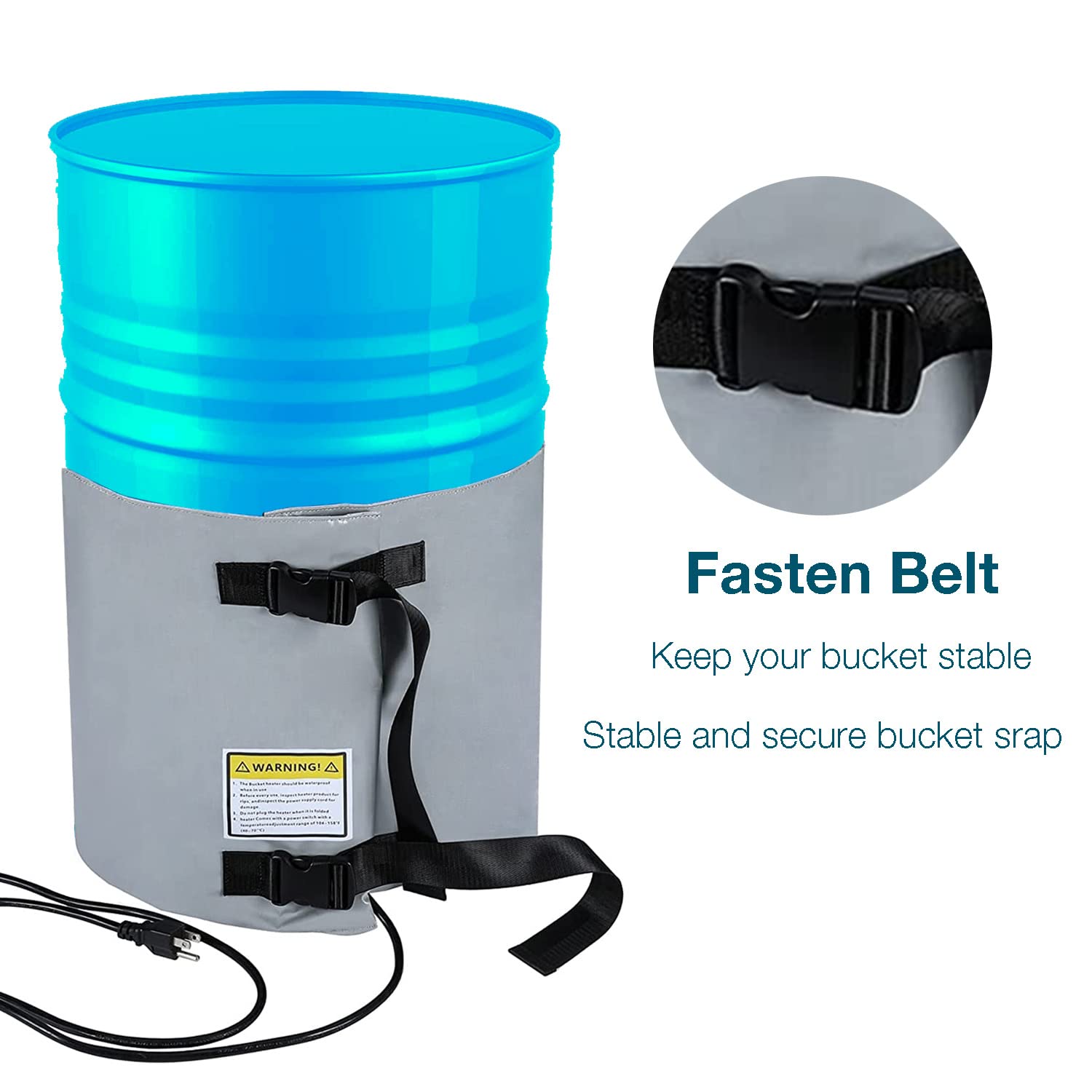 H&G Lifestyles 15-Gallon Insulated Pail Band Heater - 100W 120V Electric Drum Heater for Honey, Grease & Gas Cylinders - Adjustable Temperature Control - Perfect for Brewing, Candle Making & Food Processing