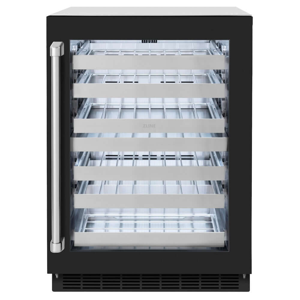 ZLINE 24 Inch Touchstone Dual Zone 44 Bottle Wine Cooler - Black Matte Glass Door (RWDO BLM 24) - Perfect for Home Bars, Restaurants, and Wine Cellars