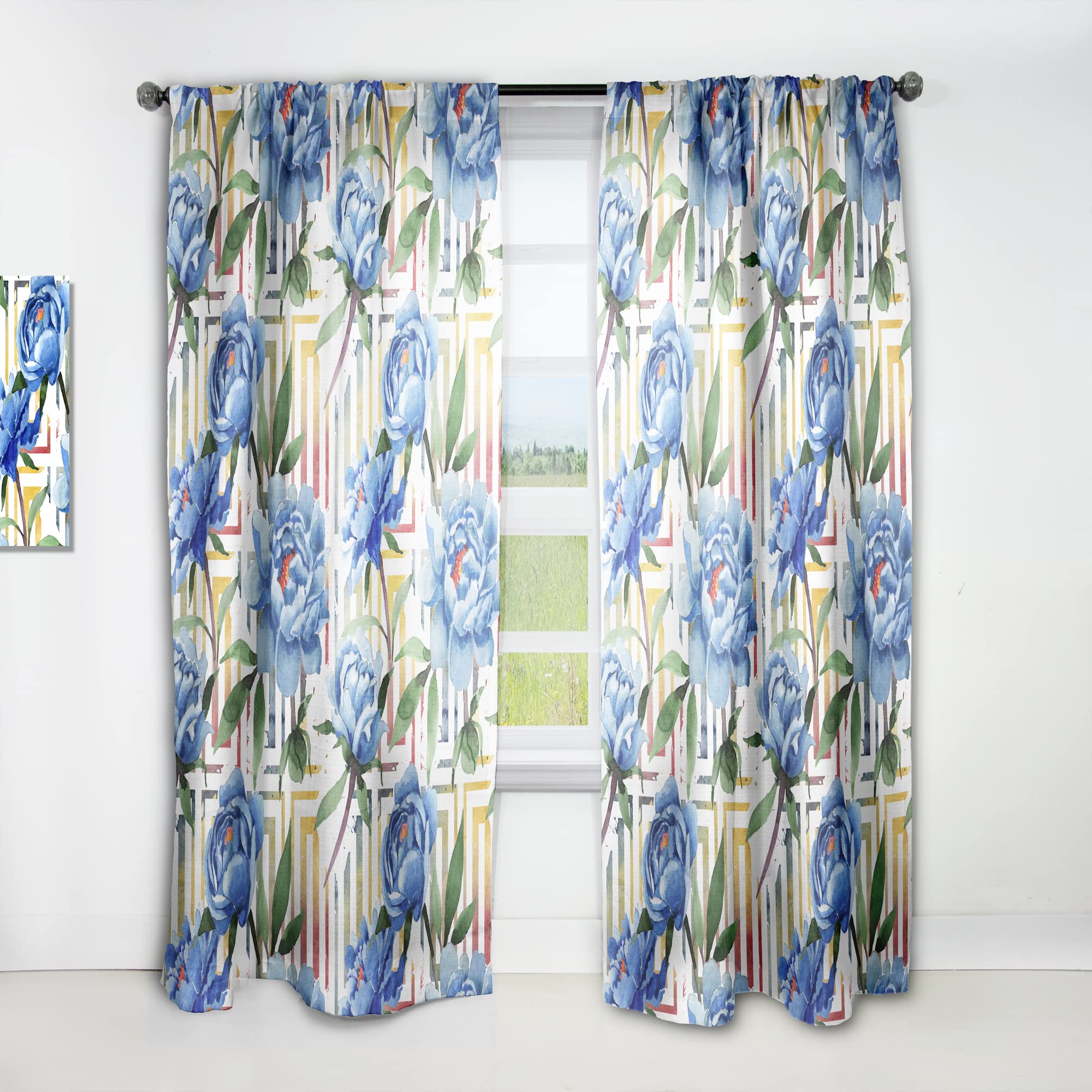 DesignQ Retro Floral Botanical Curtains - Thermal Insulated Single Panel (52x120) for Bedroom & Living Room - Elegant Window Drapes for Home Decor & Light Blocking