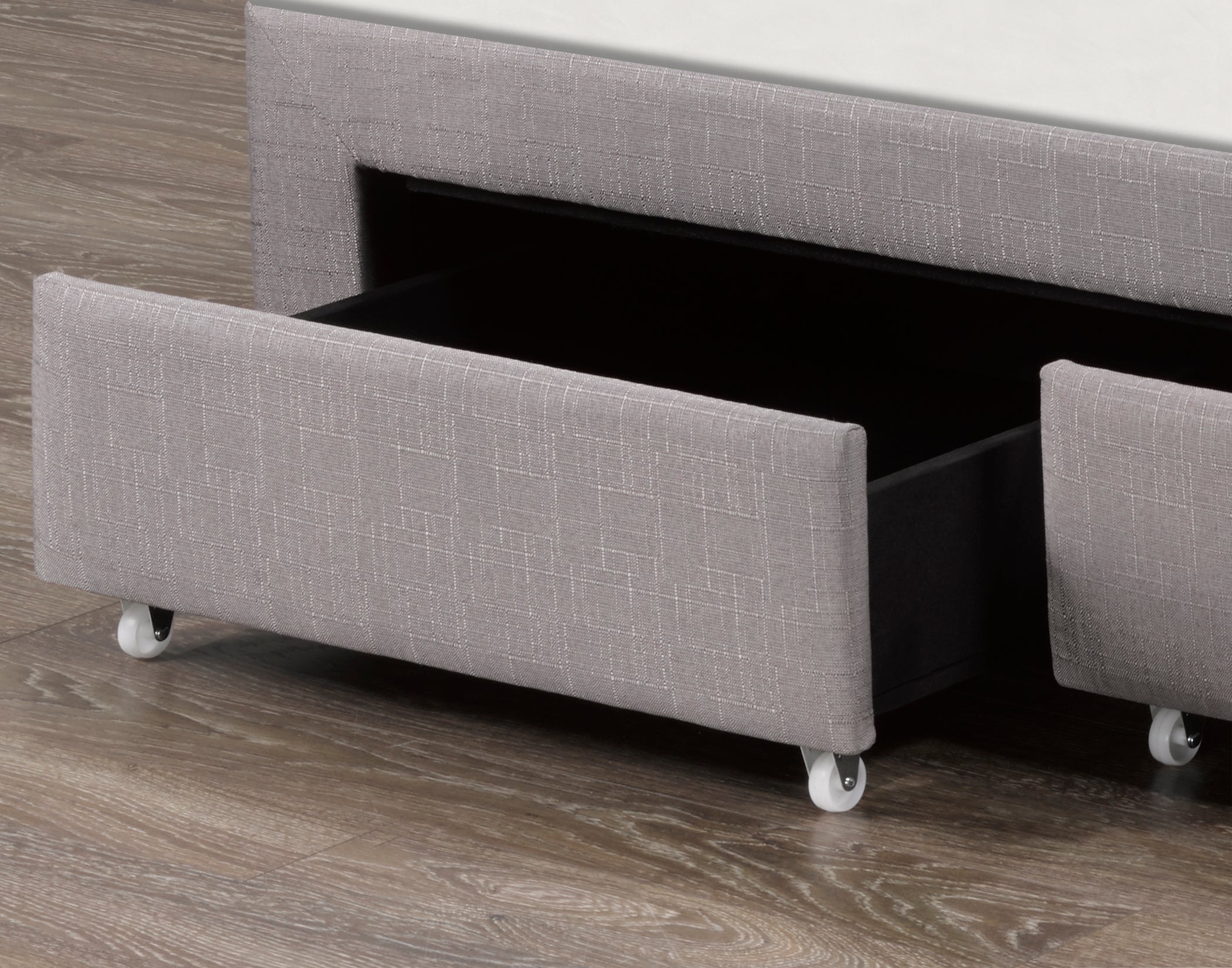 Brent Queen Size Platform Bed Frame with Storage Drawers, Grey - Modern Bedroom Furniture for Small Spaces & Guest Rooms
