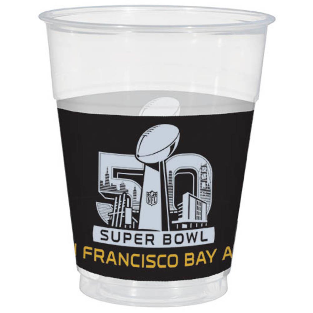 Amscan Super Bowl 50 16oz Plastic Cups - 100 Count Party Cups for Football Games, Tailgates, BBQs & Celebrations