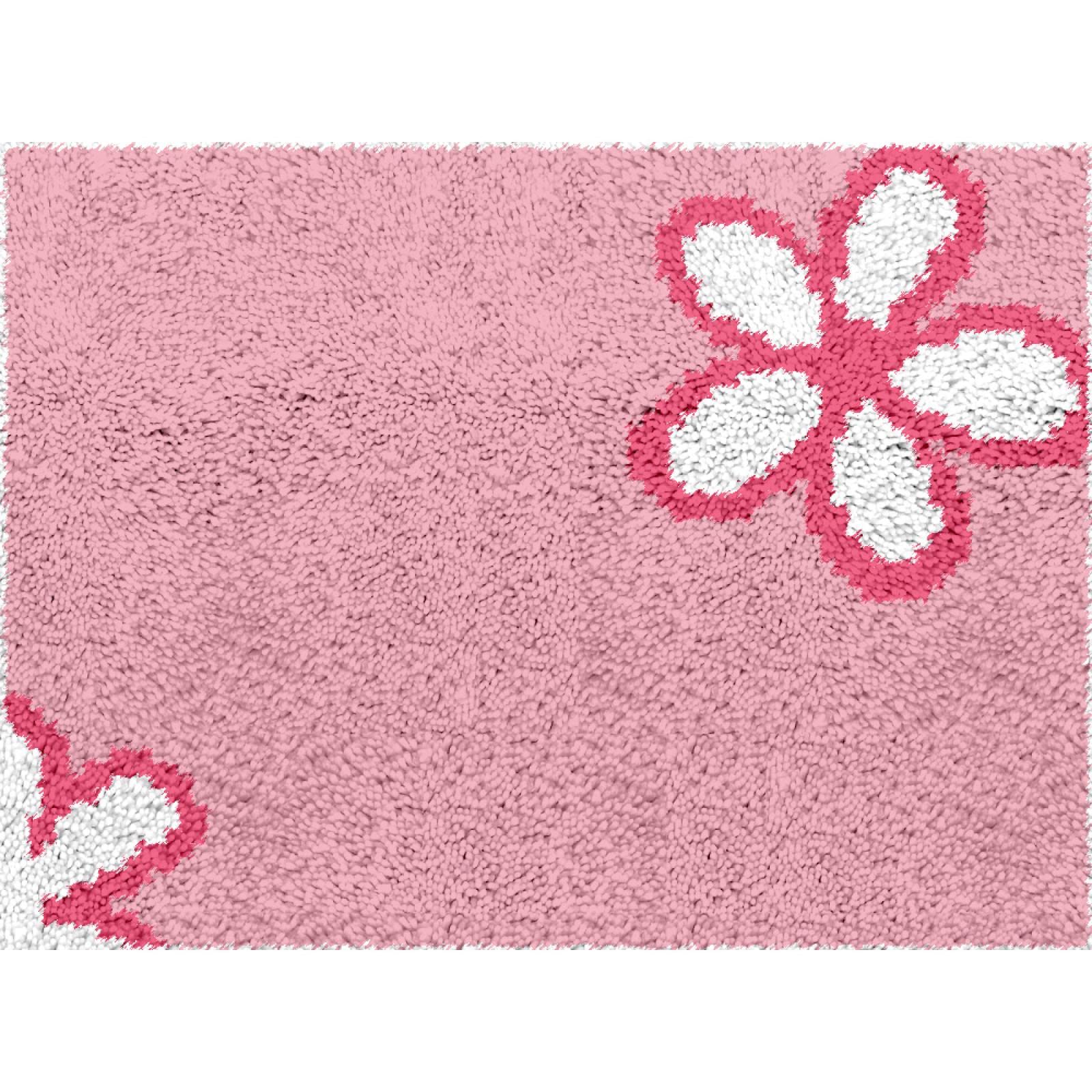 Pink Latch Hook Rug Kit - 52x38cm Pre-Printed Canvas for DIY Home Decor