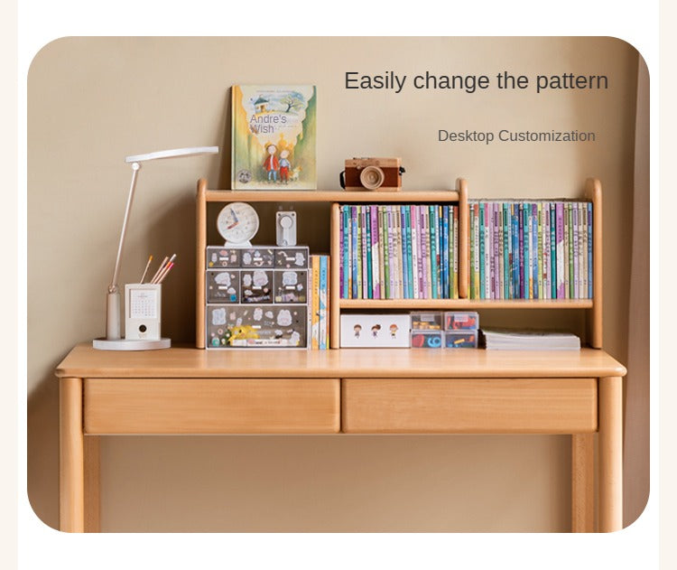 Solid Wood Kids Bookshelf - Beech, Oak, Poplar - Multi-Functional Storage Shelf for Bedroom, Playroom & Nursery Organization