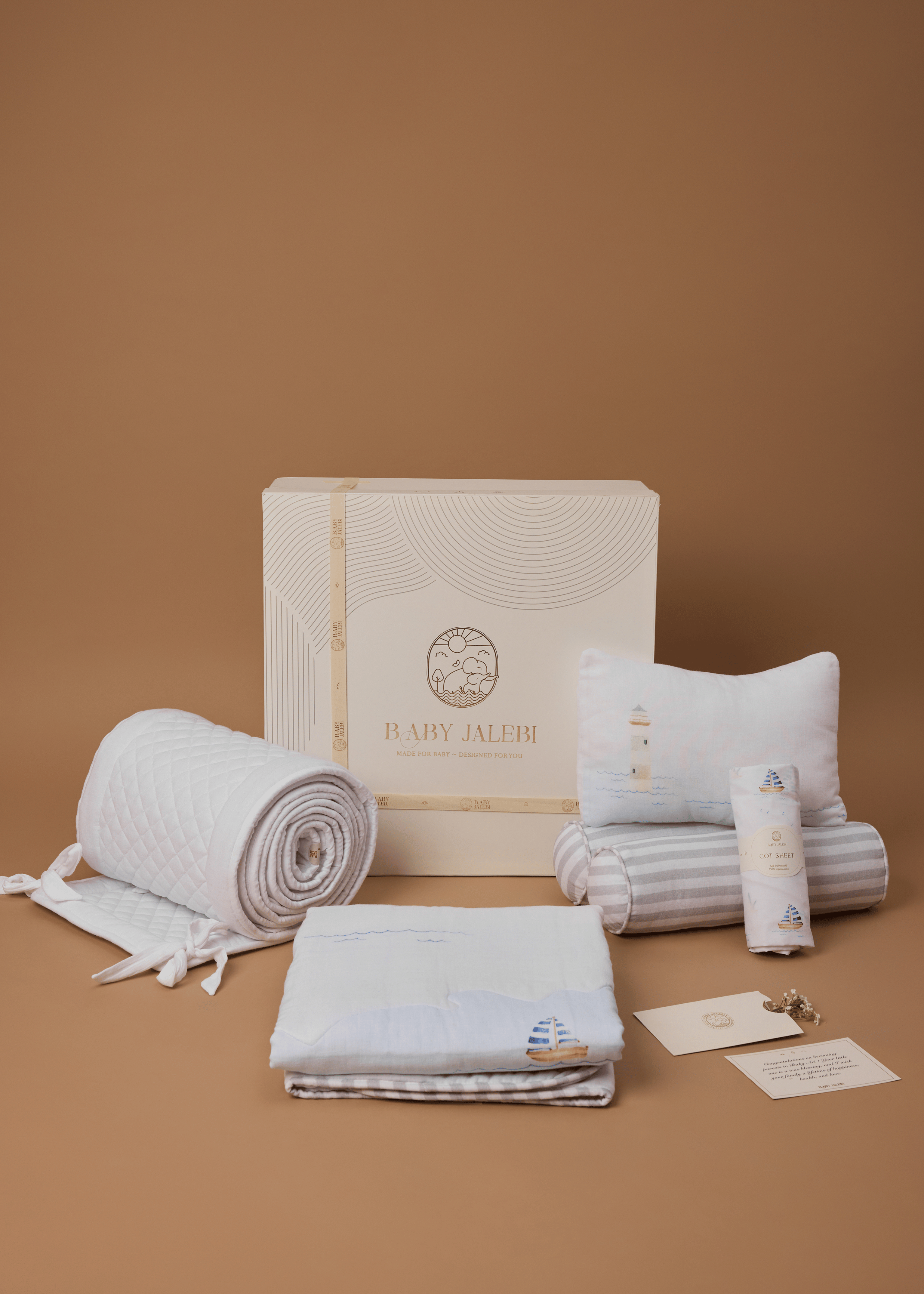 Premium Riviera Cotton Baby Cot Bedding Set with Soft Bumper - Breathable & Safe for Newborns & Toddlers - Perfect for Nursery, Daycare & Travel Cribs