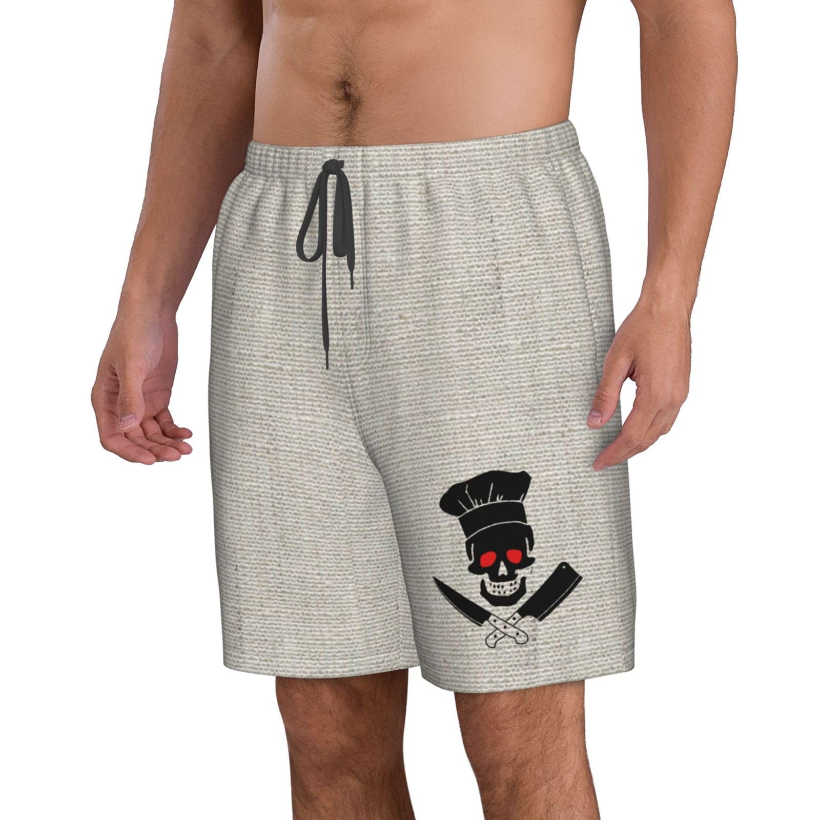 Men's Skull Print Beach Shorts - Quick Dry Breathable Surfing Swim Trunks for Cooking, Swimming, and Outdoor Activities