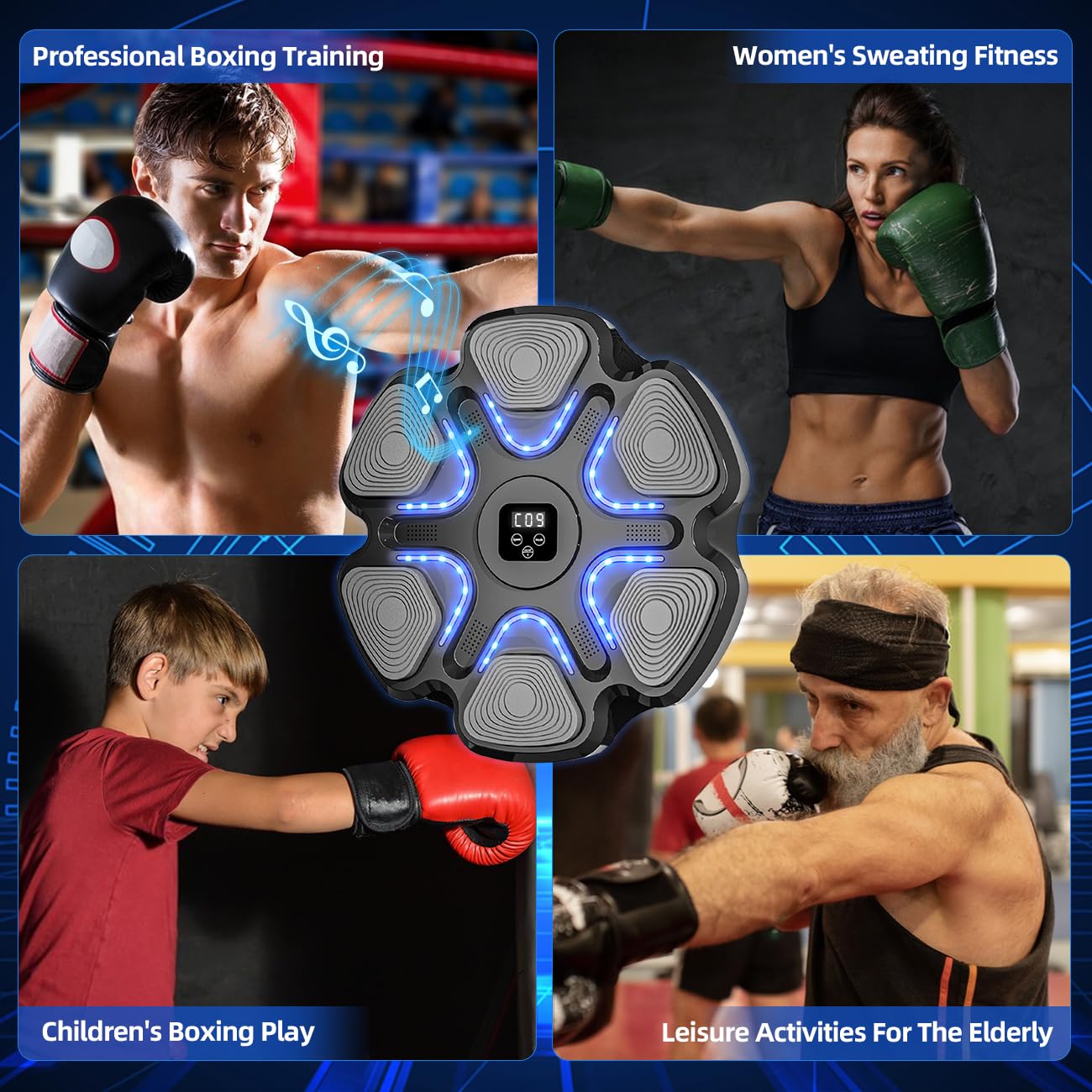 Smart Bluetooth Boxing Machine with Gloves - Wall Mounted Music Workout Equipment for Home & Gym | Perfect for Cardio Training, Stress Relief & Fitness Enthusiasts