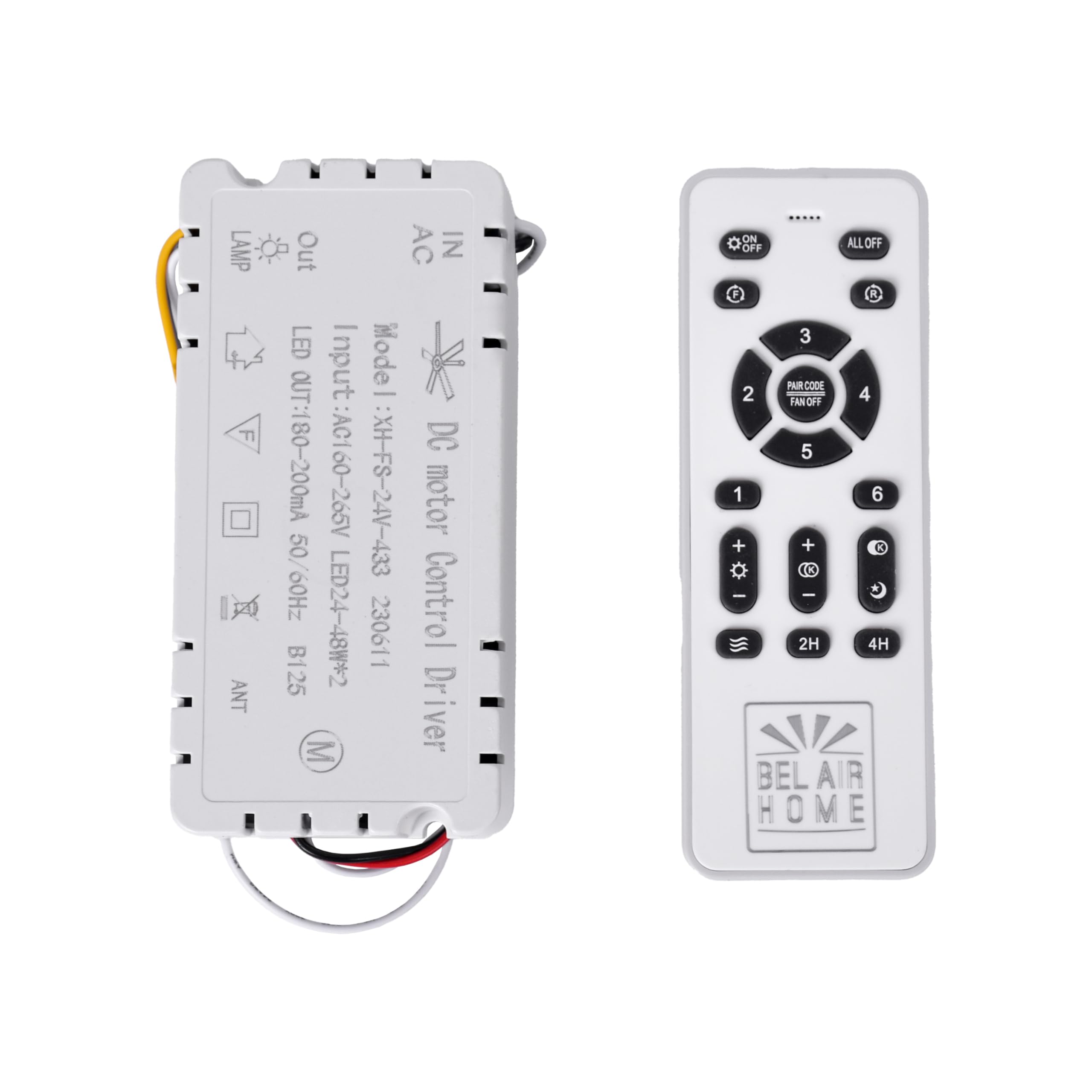 BEL AIR HOME - DC Motor Fan Remote Control Kit with RF Signal & Dimmer Function - Wireless Speed Controller for Ceiling Fans, Industrial Fans, and Home Ventilation Systems