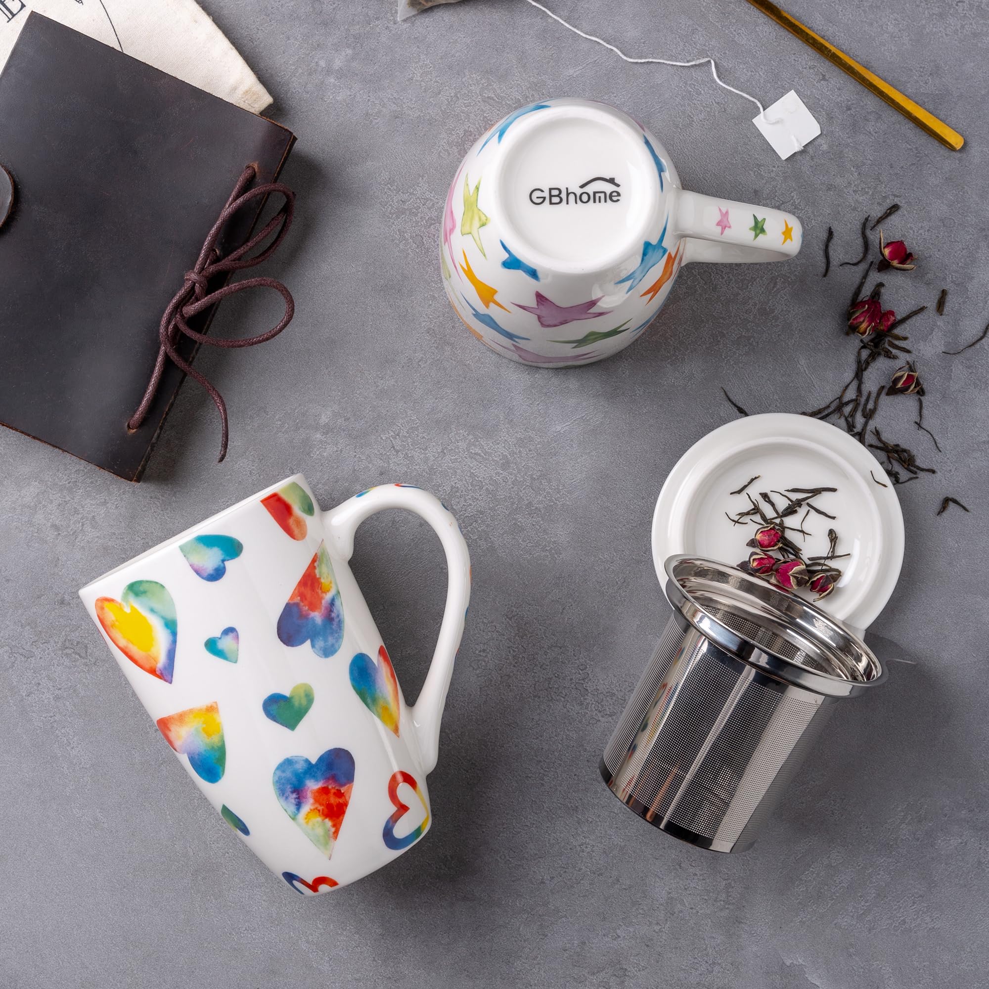 Premium 18oz Ceramic Tea Mug with Infuser & Lid - Large Loose Leaf Tea Cup, Microwave & Dishwasher Safe - Ideal Gift for Tea Lovers - Perfect for Home, Office & Relaxation