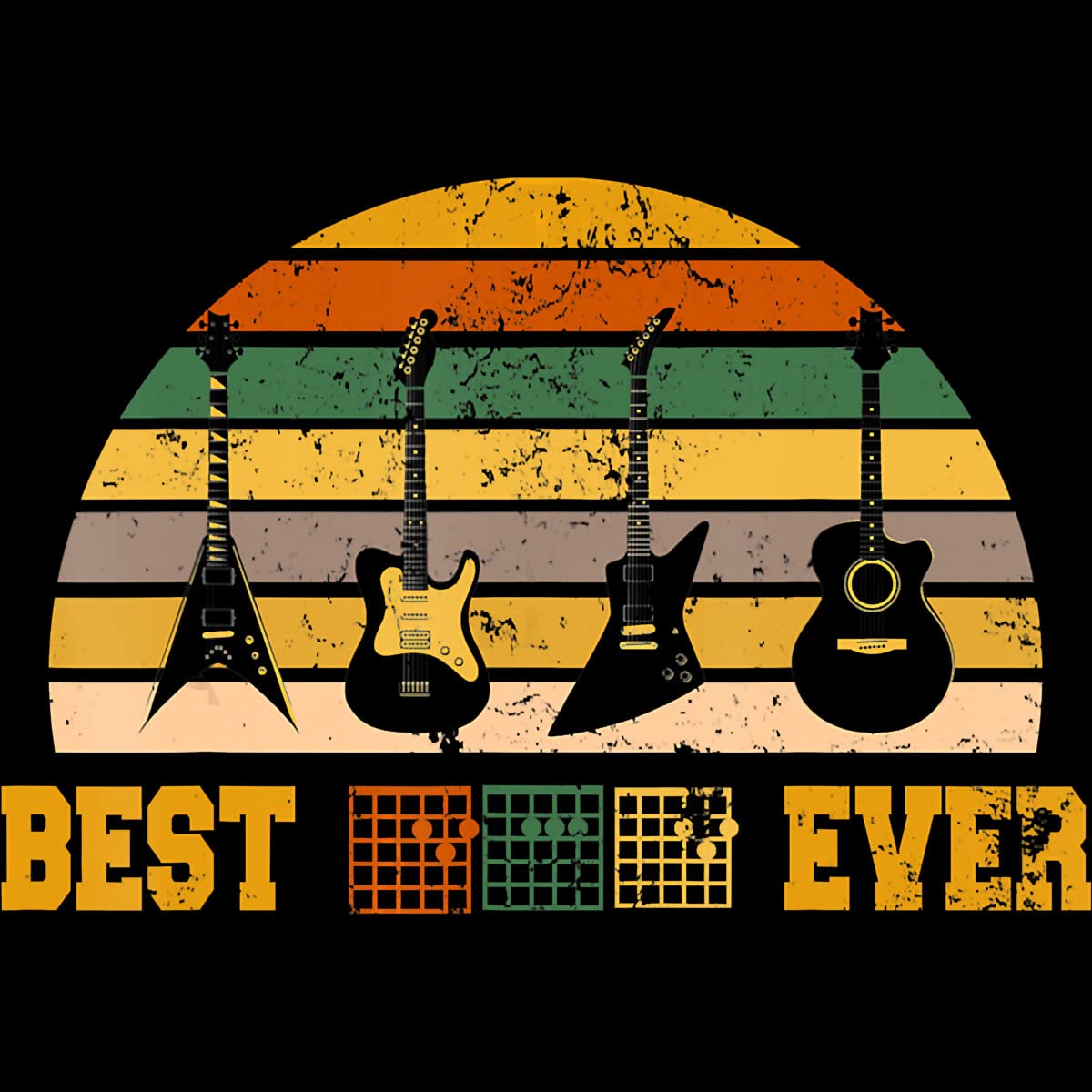 Best Guitar Dad Ever Unisex Sweatshirt - Music Guitar Chord Design by Baominh - Perfect for Music Lovers, Father's Day Gifts & Casual Wear