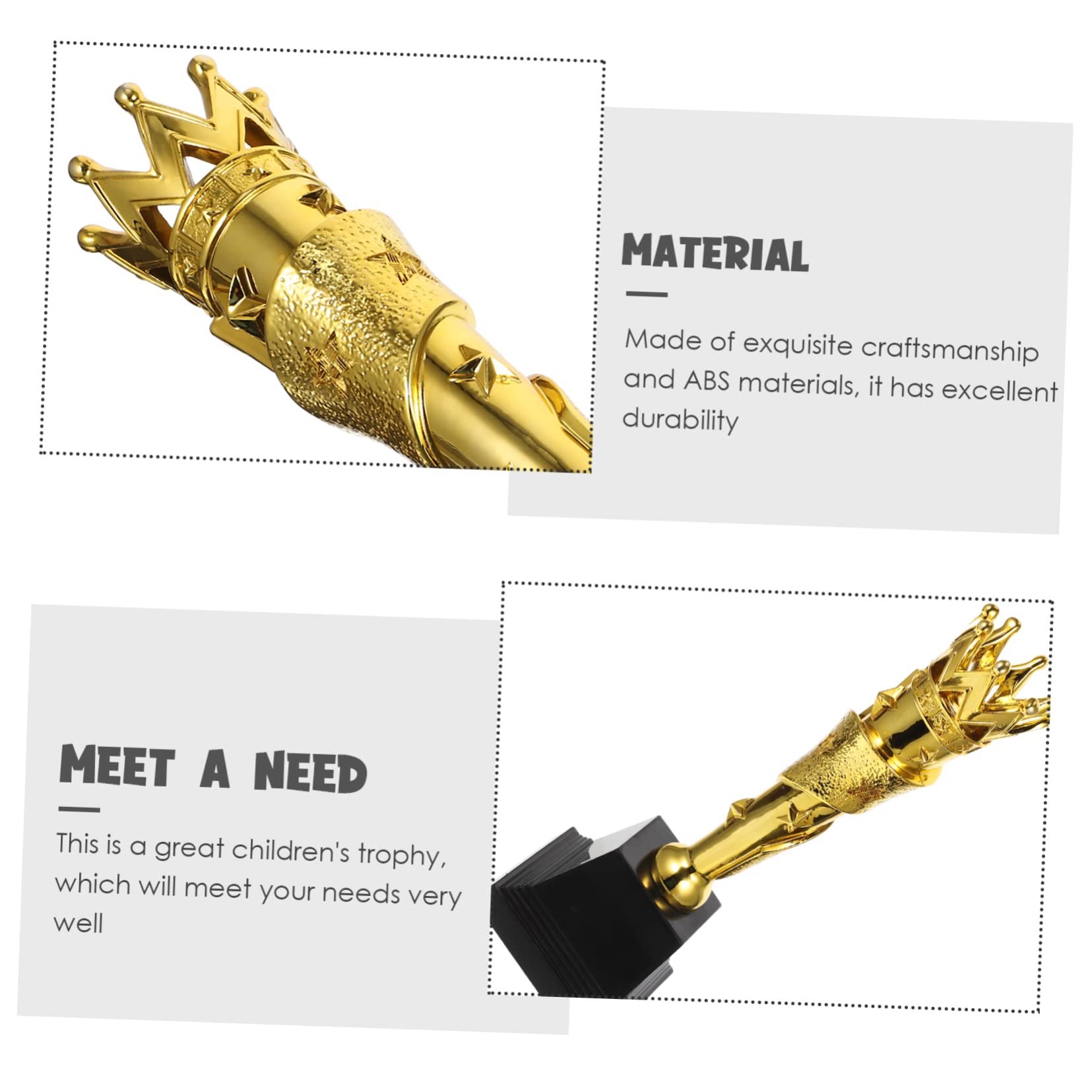 BESPORTBLE 2-Pack Golden ABS Plastic Children's Trophies - Award Medals for Kids Sports, School Achievements & Competition Prizes