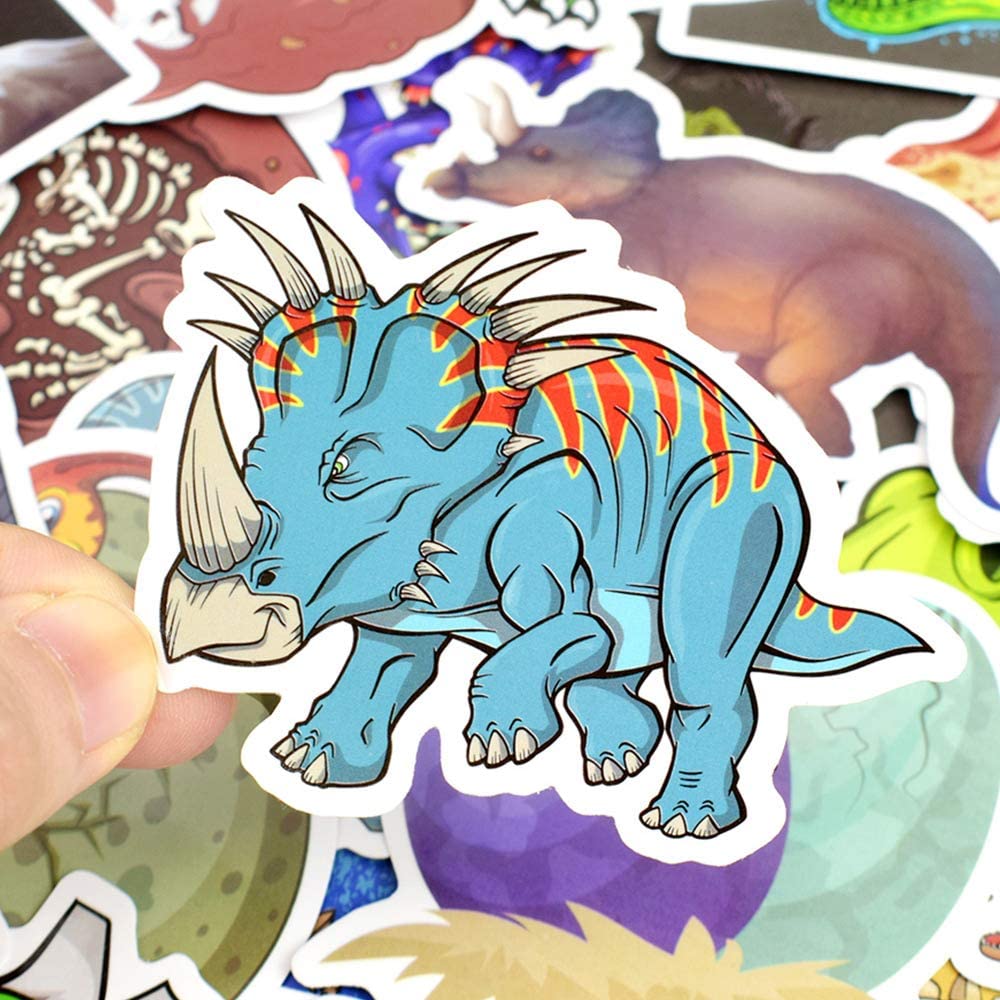 Dinosaur Stickers for Kids - 50Pcs Waterproof Vinyl Stickers for Water Bottles, Laptops, Notebooks - Fun Dinosaur Decals for Boys & Girls - Perfect for School, DIY Crafts & Room Decor