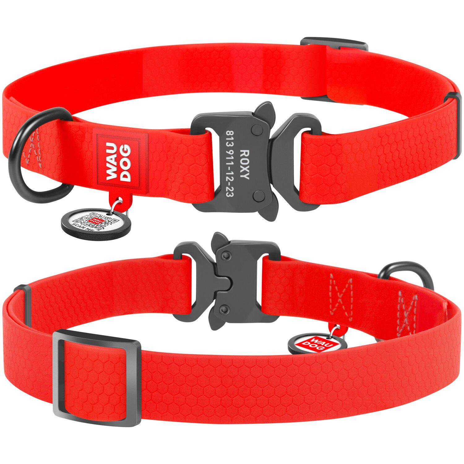 Waterproof Dog Collar - Durable Nylon Reflective Pet Collar with Adjustable Buckle for Small Medium Large Dogs - Perfect for Outdoor Walking, Running & Swimming (Red)