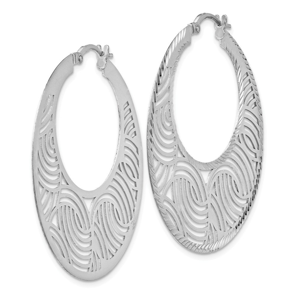925 Sterling Silver Large Hoop Earrings for Women - Elegant Cut-Out Design, High Polish Finish | Perfect for Parties, Date Nights & Special Occasions