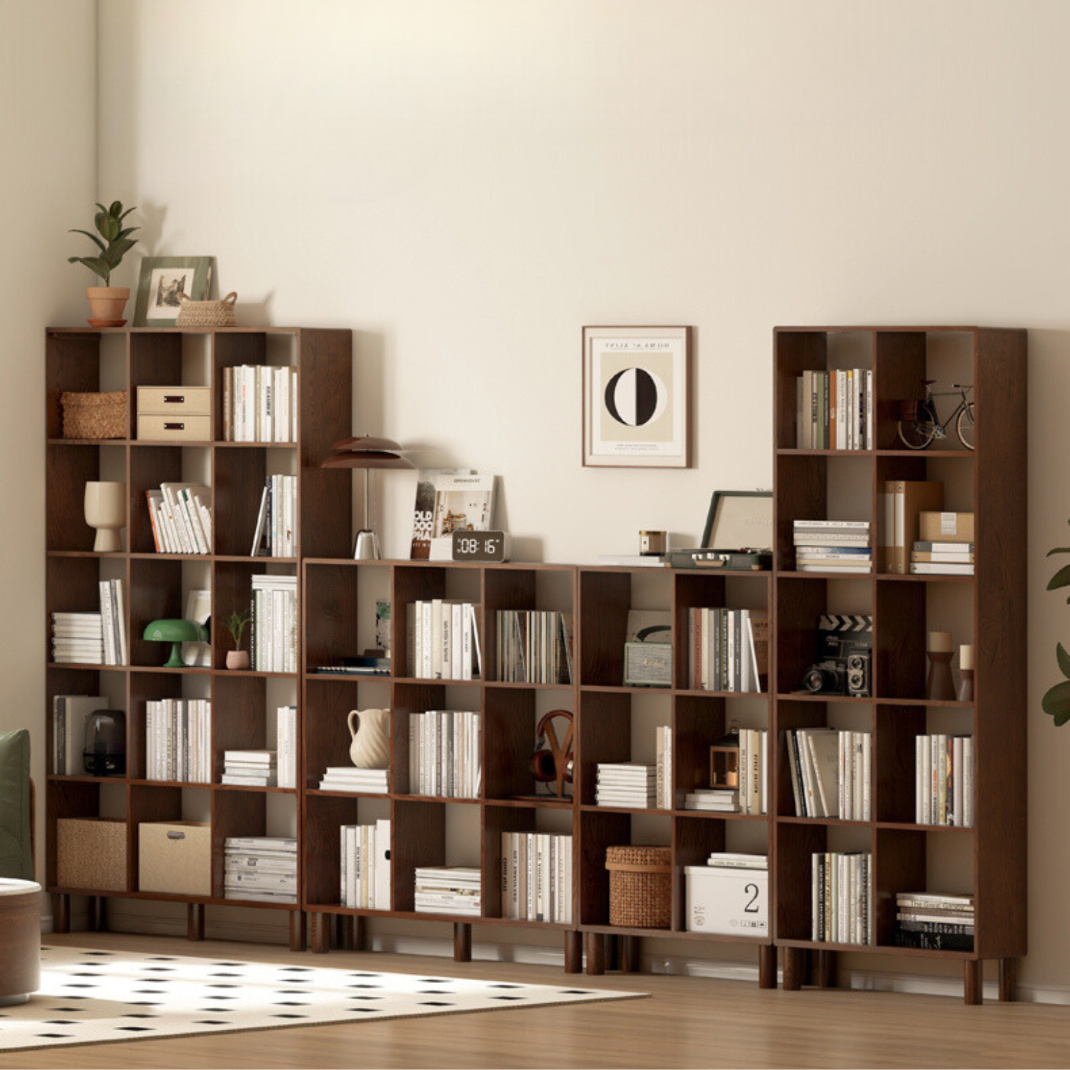 Oak & Beech Solid Wood Modular Bookshelf - Customizable Storage for Home Office, Living Room & Bedroom