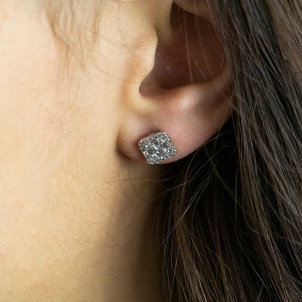9ct White Gold 1/2 Carat Diamond Stud Earrings for Women - Elegant & Timeless Jewelry Gift for Anniversary, Wedding, or Special Occasions