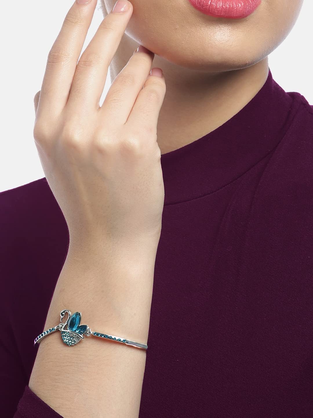 Yellow Chimes & Blue Crystal Bracelet for Women and Girls - Silver Tone Adjustable Charm Bracelet | Birthday, Anniversary Gift for Wife, Daughter, Sister | Perfect for Parties, Weddings, Everyday Wear