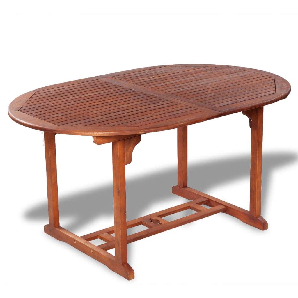 Outdoor Dining Table Folding Garden Table with Umbrella Hole - Solid Acacia Wood Patio Furniture for Backyard, Deck, and Poolside Entertaining